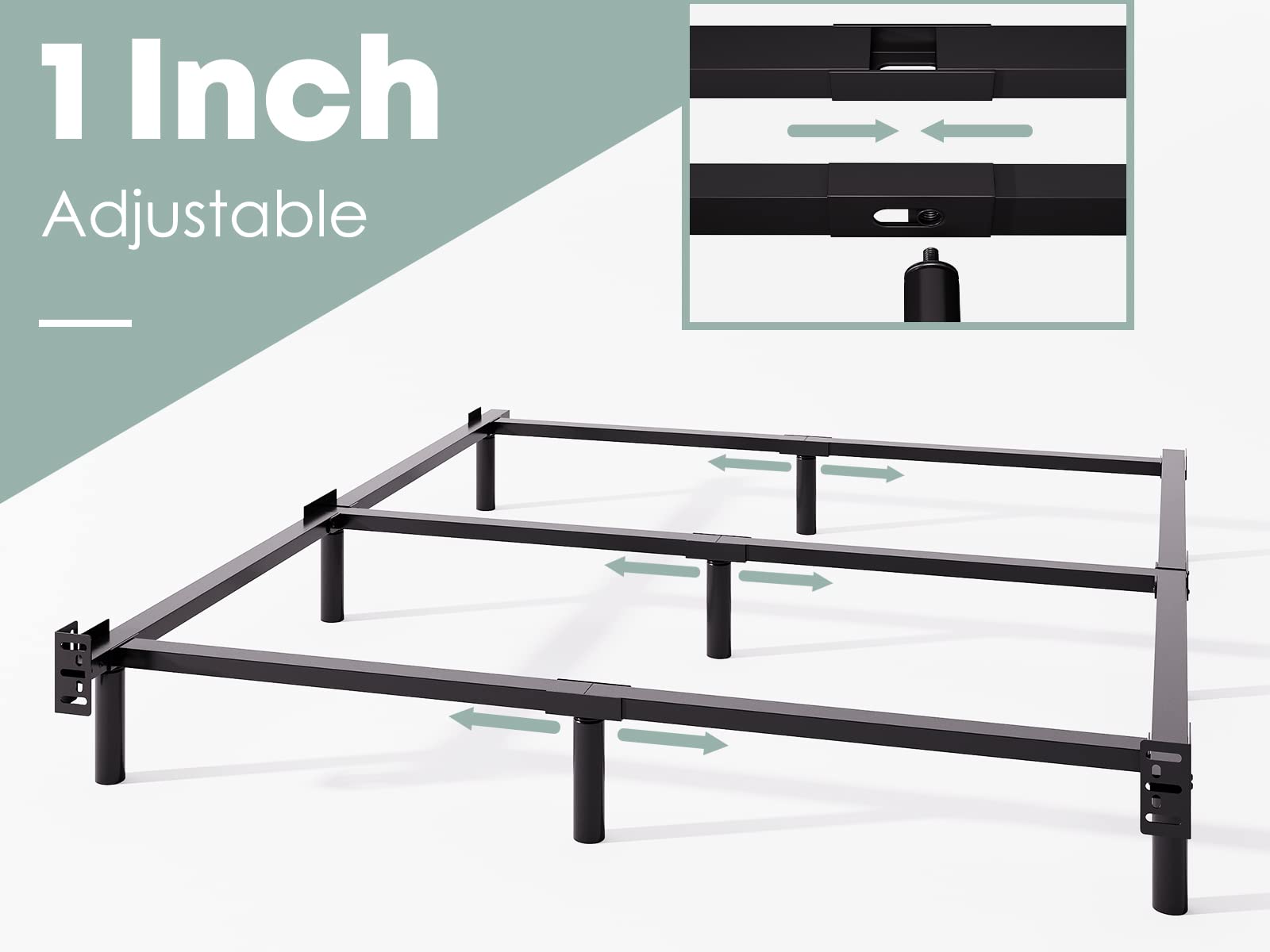 Queen Size Metal Bed Frame - 9 Inch Heavy Duty Platform with Noise-Free Design, Quick & Easy Assembly for Box Spring - Perfect for Master Bedroom, Guest Room & Dorm (Black)