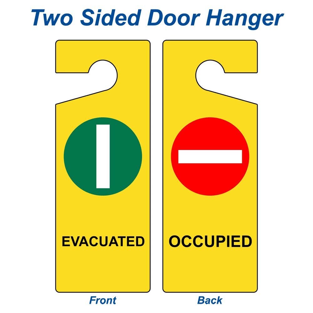 96-Pack Emergency Evacuated - Occupied Door Hangers | 8x3 Inch Durable Plastic Signs for Fire Safety & Disaster Preparedness | Perfect for Hotels, Offices & Public Buildings During Emergency Drills