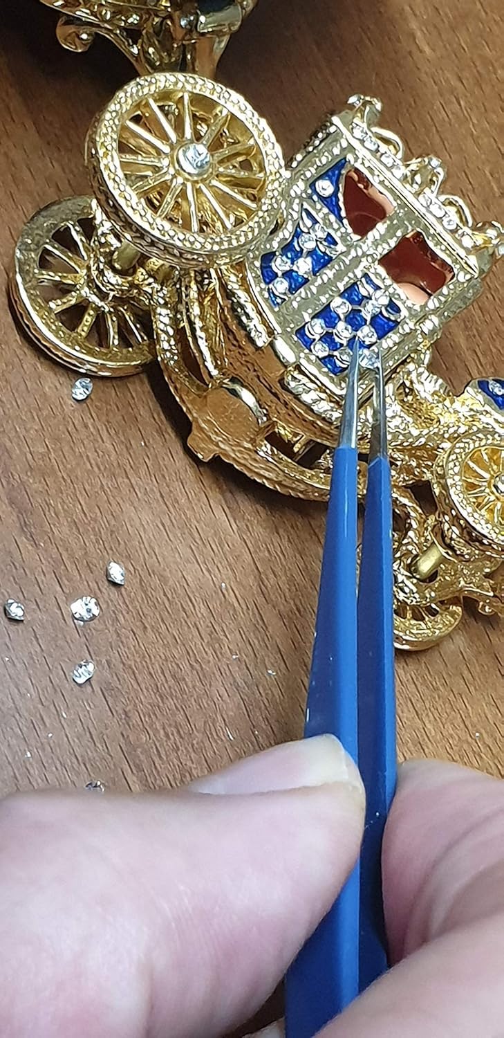 Exquisite Handmade Imperial Faberge Egg Jewelry Box - Pure Gold Decor with Austrian Crystal Diamonds - Luxury Gift Set for Men (Sapphire) - Perfect for Birthday, Christmas & Anniversary Gifts - Elegant Home Decor & Collector's Item