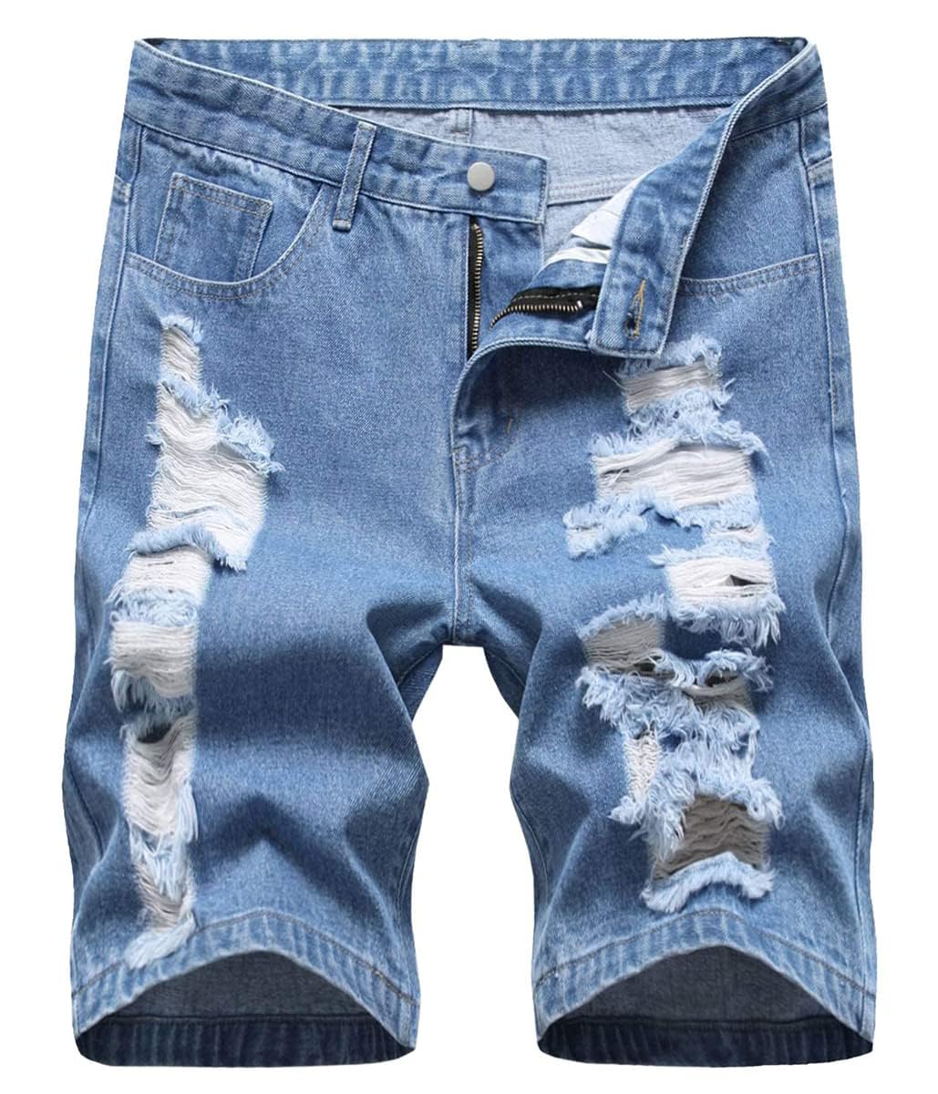 **Betusline Men's Distressed Ripped Denim Shorts - Classic Straight Fit Jean Shorts for Summer | Casual Wear, Beach Outings & Street Style**