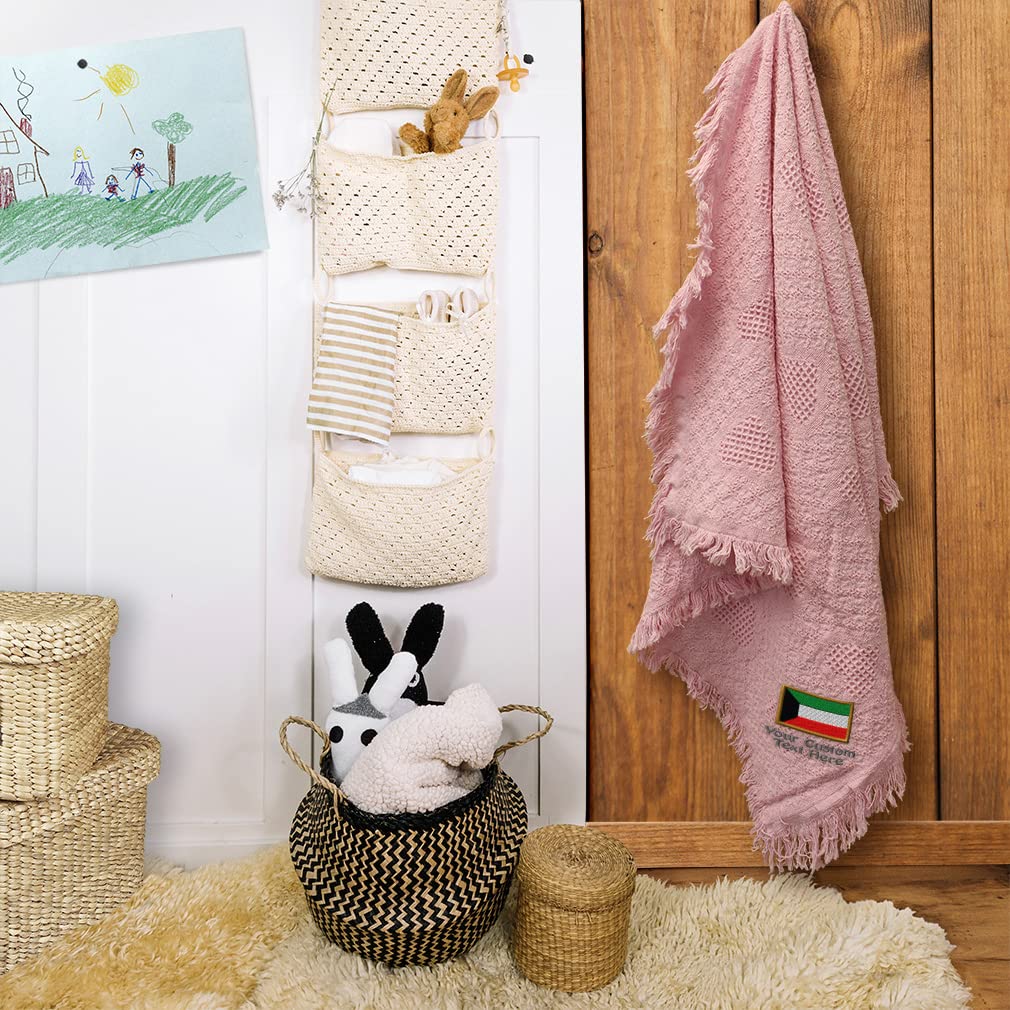 Custom Embroidered Baby Blankets for Boys & Girls - Soft Kuwait Cotton Nursery Bedding Set | Perfect for Cribs, Strollers & Gift Giving
