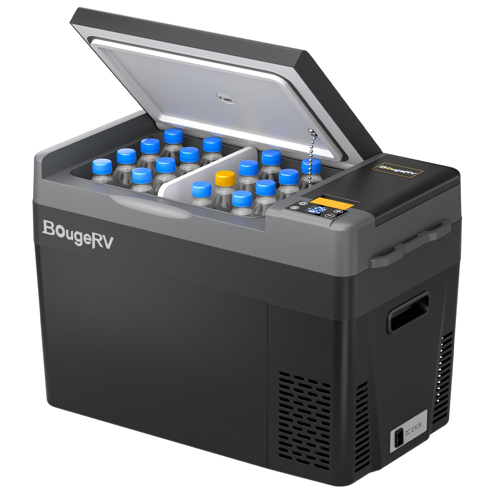 BougeRV 12V 30 Quart Portable Car Refrigerator & Freezer (-8°F to 50°F) - 12V/24V DC & 110-240V AC Compressor Cooler for Camping, Overlanding, RV, Truck, SUV & Van - Perfect for Road Trips, Picnics & Outdoor Adventures