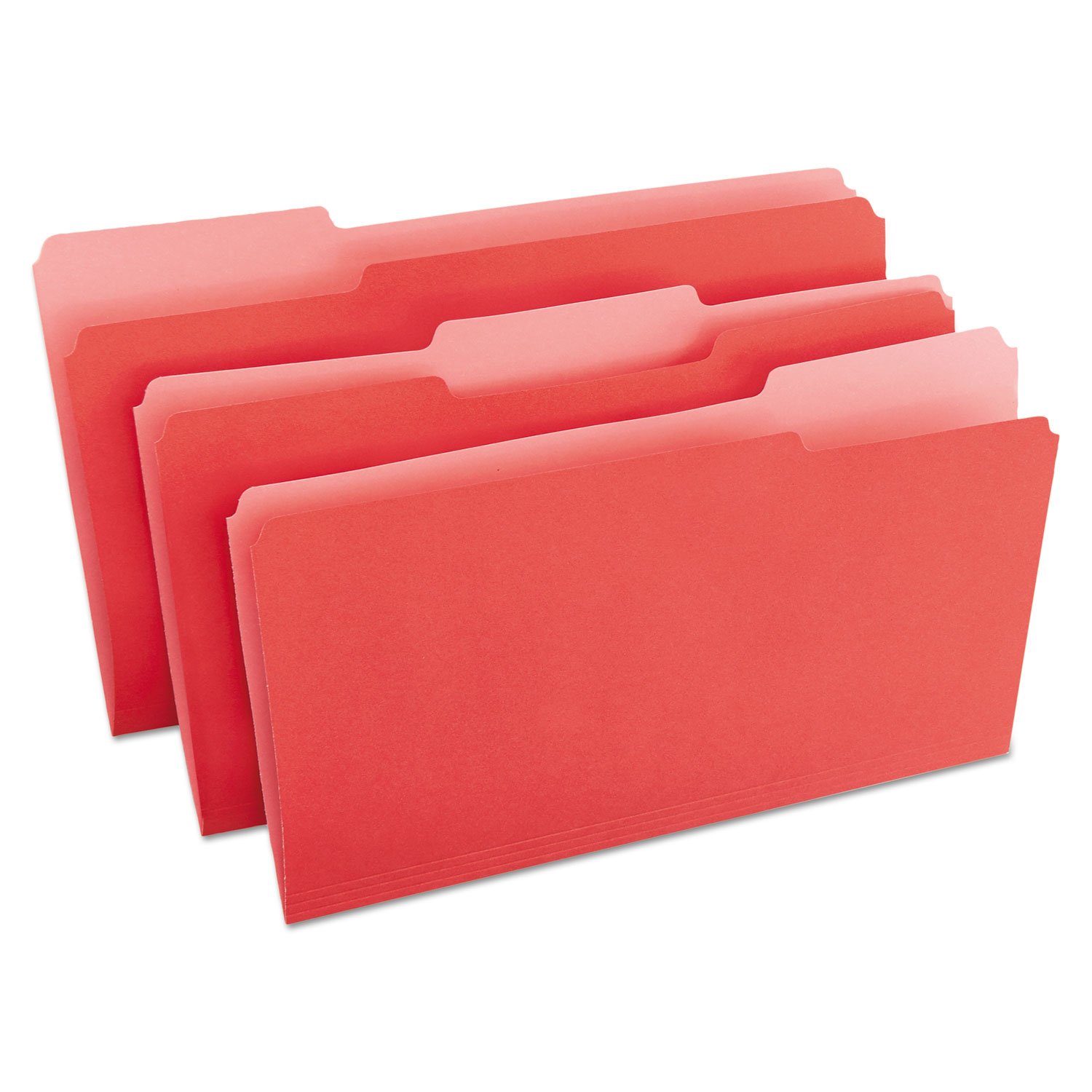 Universal 10523 File Folders - 1/3 Cut One-Ply Top Tab Legal Size - Red & Light Red (100/Box) - Perfect for Office Organization, Document Filing & Home Office Use
