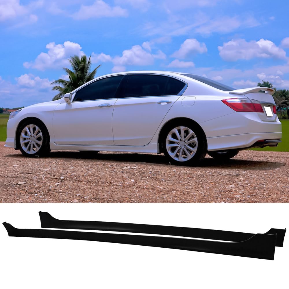 IKON MOTORSPORTS Side Skirts for 2013-2017 Honda Accord - Black PP Rocker Panel Molding, Air Dam & Bumper Lip Splitter | Perfect for Car Customization & Performance Enhancement