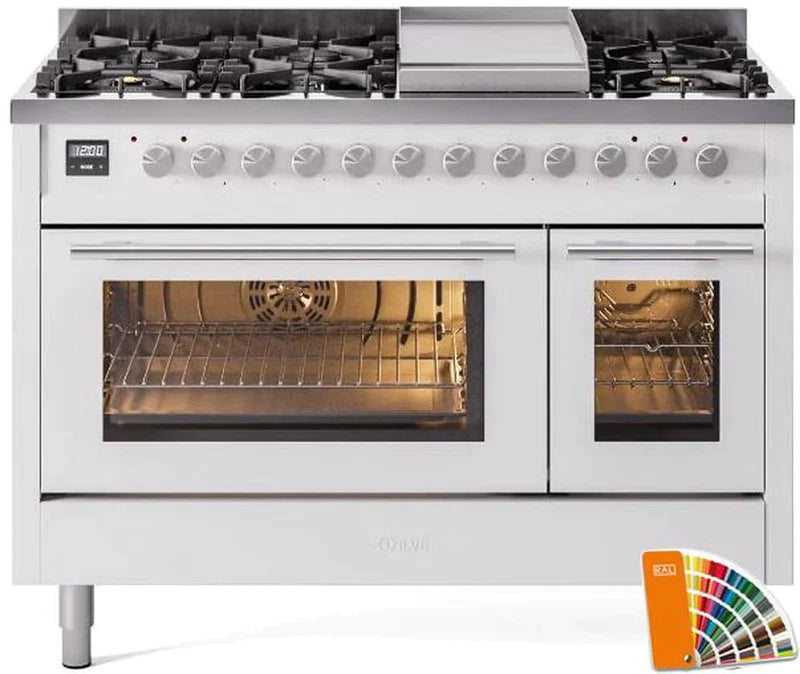 ILVE 48 Inch Professional Plus II Freestanding Dual Fuel Range with 8 Sealed Burners - UP48FWMP - Perfect for Home Chefs & Commercial Kitchens