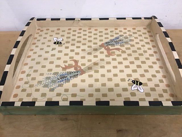 Handcrafted Wooden Bumble Bee Serving Tray 17x14 Inches - Rustic Farmhouse Decor for Kitchen, Dining Table, or Coffee Table Display
