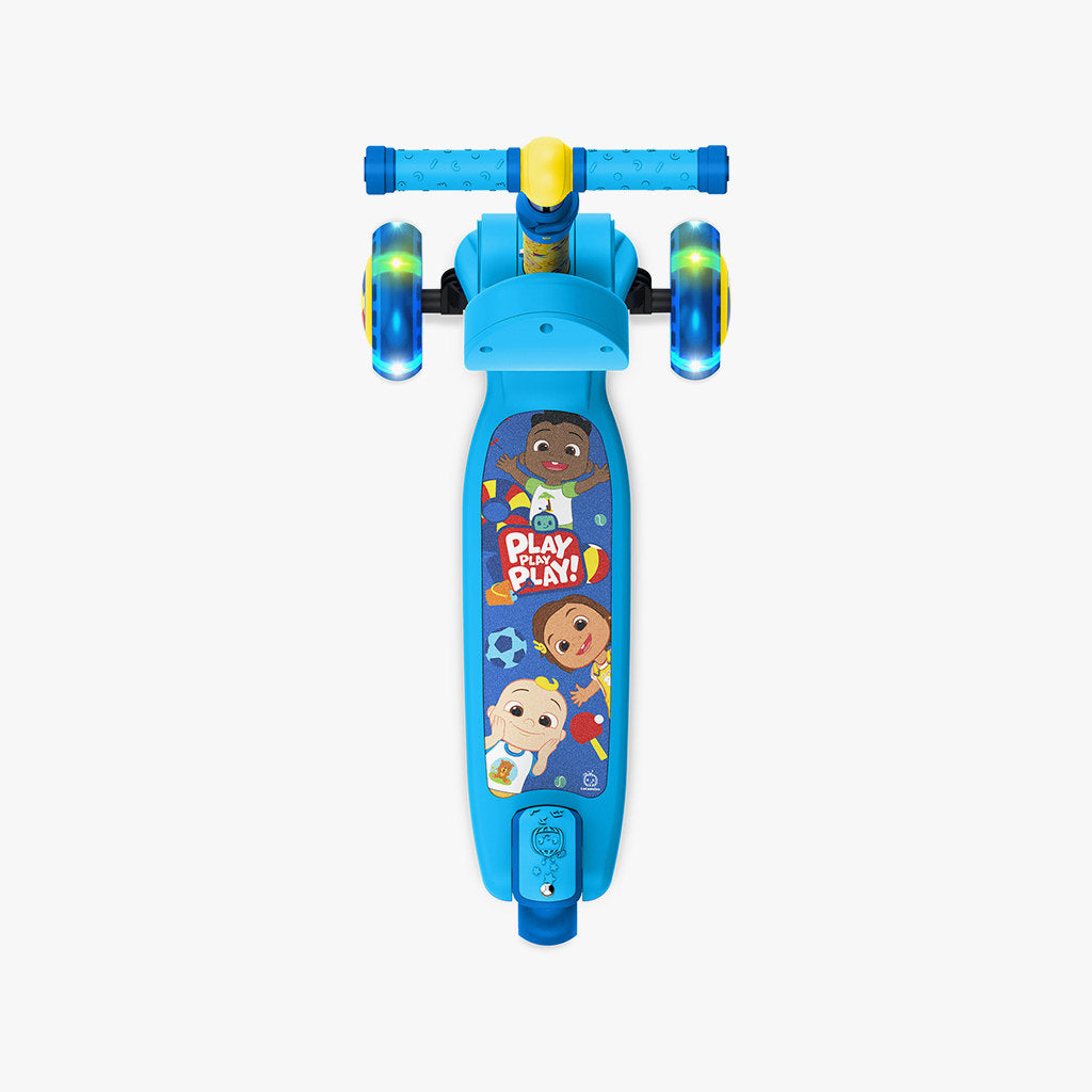 CoComelon 2-in-1 Kids Kick Scooter with Adjustable Handlebar - Lightweight Foldable Toddler Scooter for Boys & Girls Ages 2-5 Years - Perfect for Outdoor Play, Park Rides & Backyard Fun