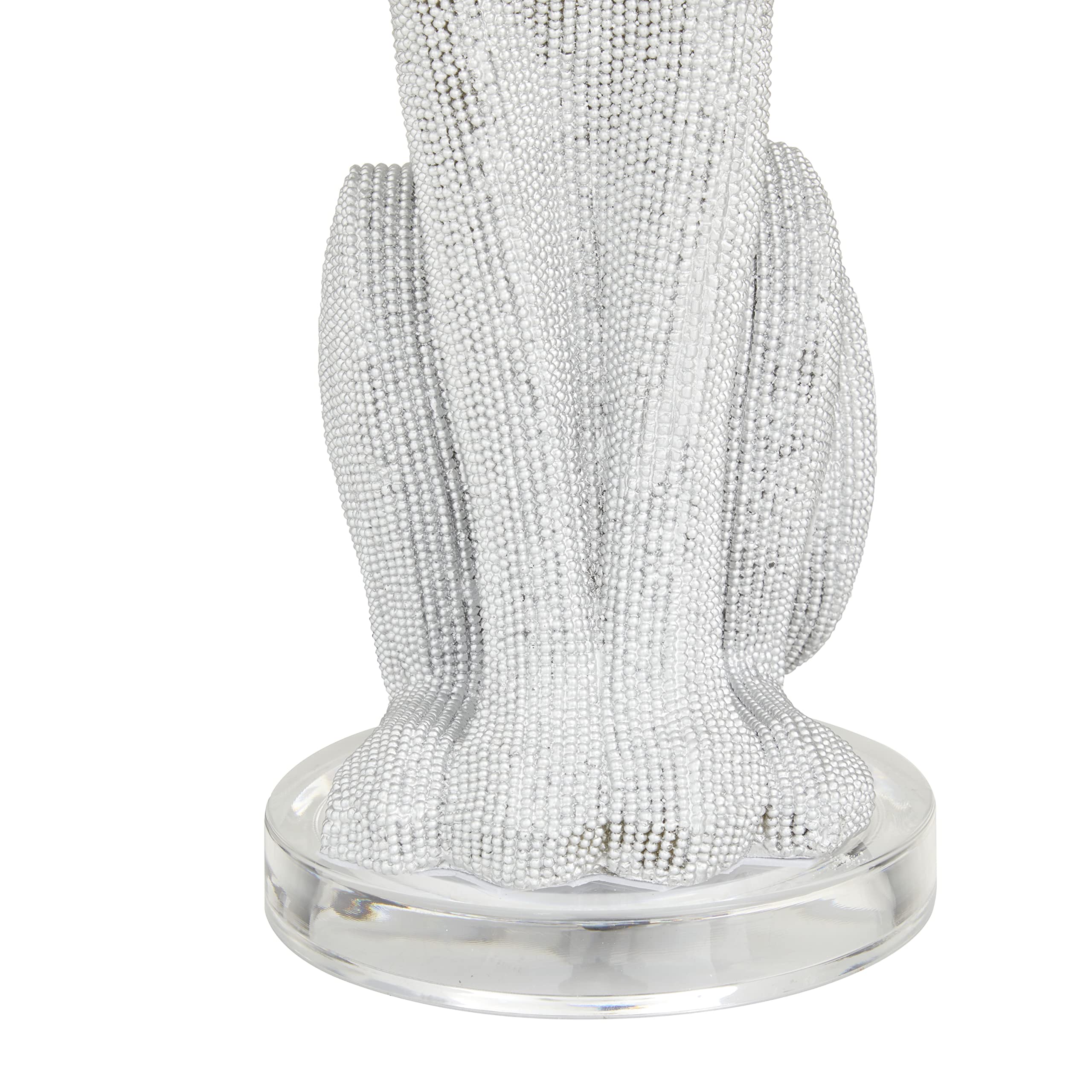 Deco 79 Polystone Leopard Table Lamp Set of 2 - 13x13x29 Inches Silver Accent Lighting for Living Room, Bedroom & Office Decor