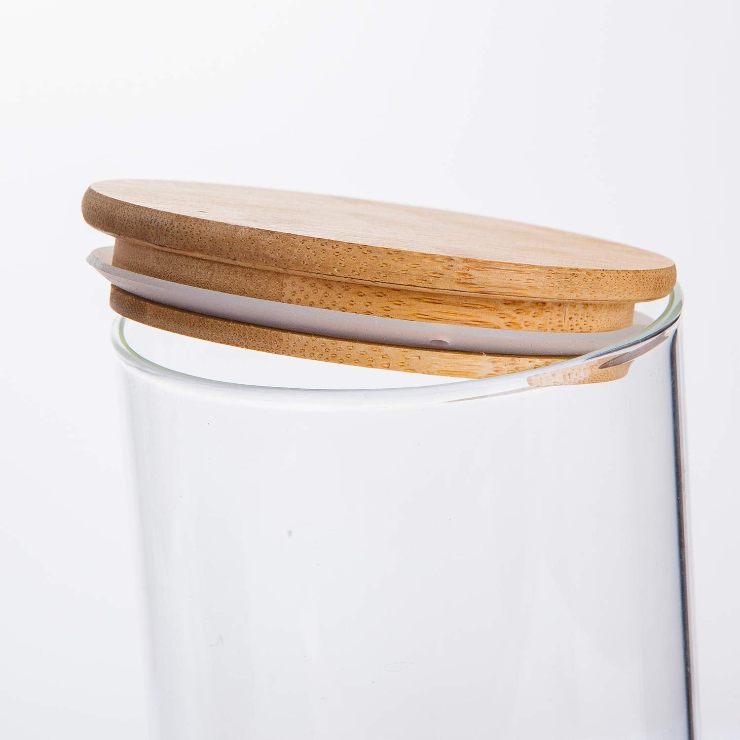 Eco-Friendly Glass Food Storage Containers with Bamboo Wooden Lids - 5-Piece Set for Meal Prep, Pantry Organization & Leftovers | Airtight, BPA-Free Kitchen Containers