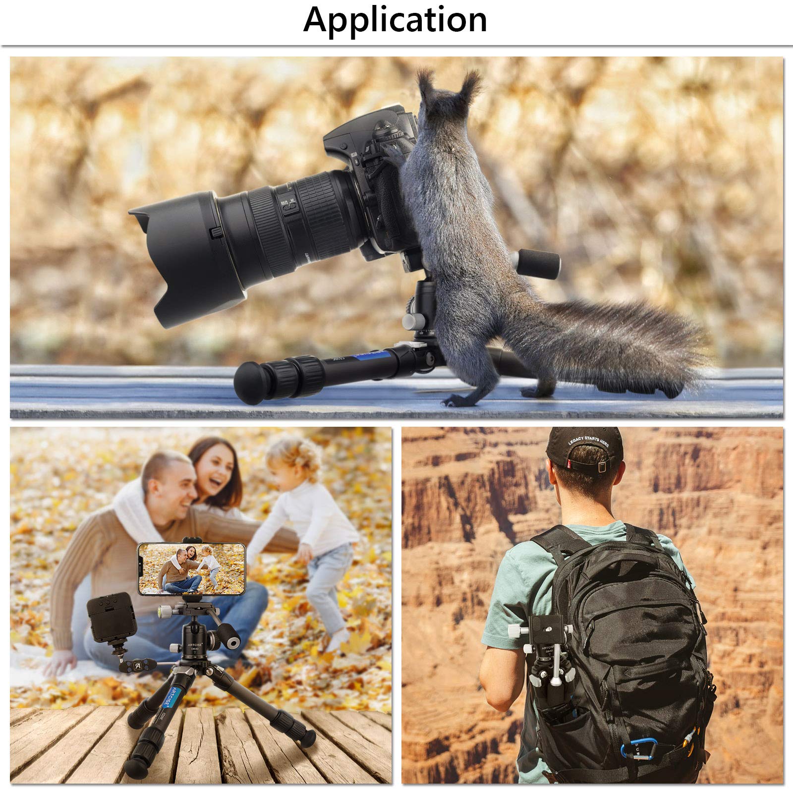 Carbon Fiber Mini Tripod Kit - Lightweight Portable Tabletop Tripod with 360° Ball Head, CNC Magic Arm & Phone Holder - Compact Travel & Desktop Tripod for DSLR Cameras (Max Load 22lbs/10kg) - Perfect for Vlogging, Photography, Live Streaming & Outdoor Adventures