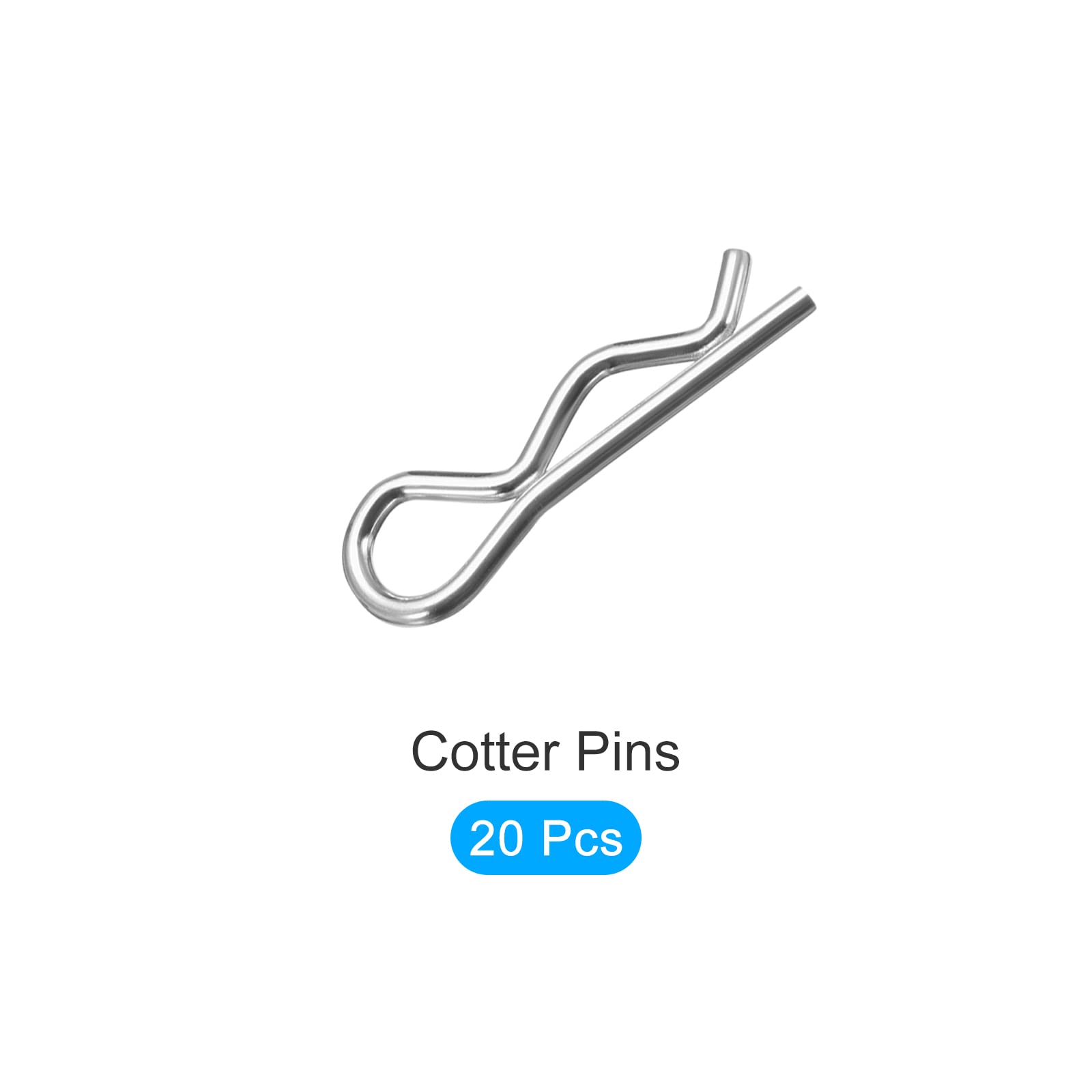 METALLIXITY Cotter Pins 1.6mm x 28mm - 20Pcs Carbon Steel R-Clip Pins for Hitch Pin Lock Systems - Silver Tone - Heavy Duty Fasteners for Trailers, Machinery & Automotive Applications