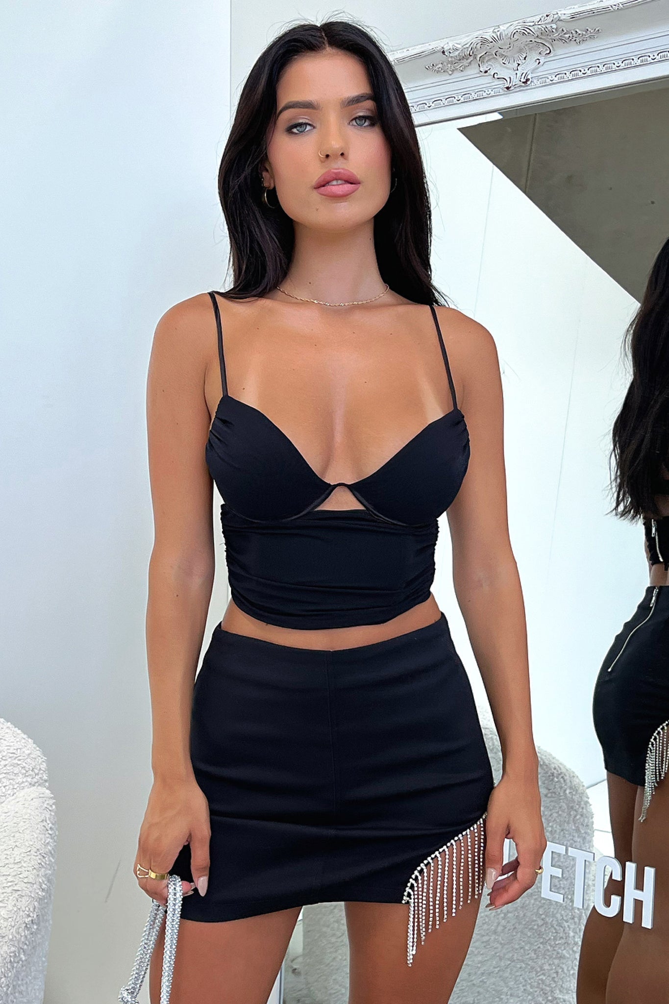 Imari Mini Skirt for Women - Sexy Black Stretchy High Waist Short Skirt | Perfect for Night Out, Party, Club, Date Night & Summer Outfits