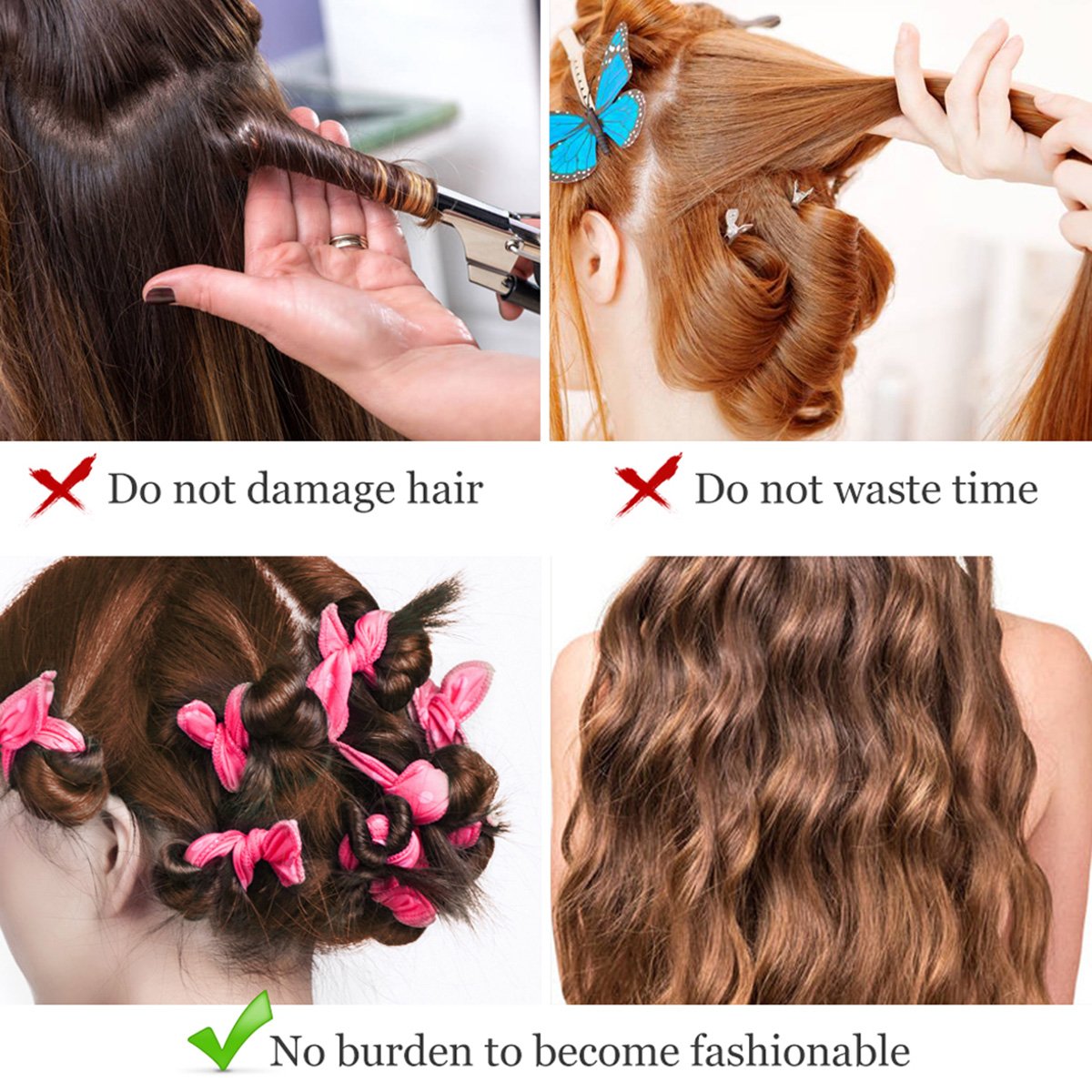 Herklotzn 10PCS Soft Foam Hair Rollers for Overnight Curls - Flexible Sponge Hair Styling Rollers for DIY Beach Waves & Natural Curls | Perfect for Sleep, Travel & Home Hair Styling