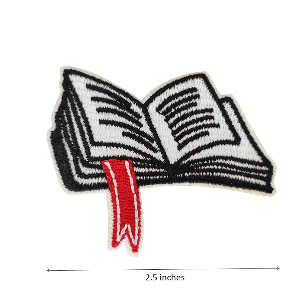 Bookworm Embroidered Iron On Patch - Perfect Gift for Book Lovers & World Book Day - DIY Book Accessories for Tote Bags, Jackets & Backpacks