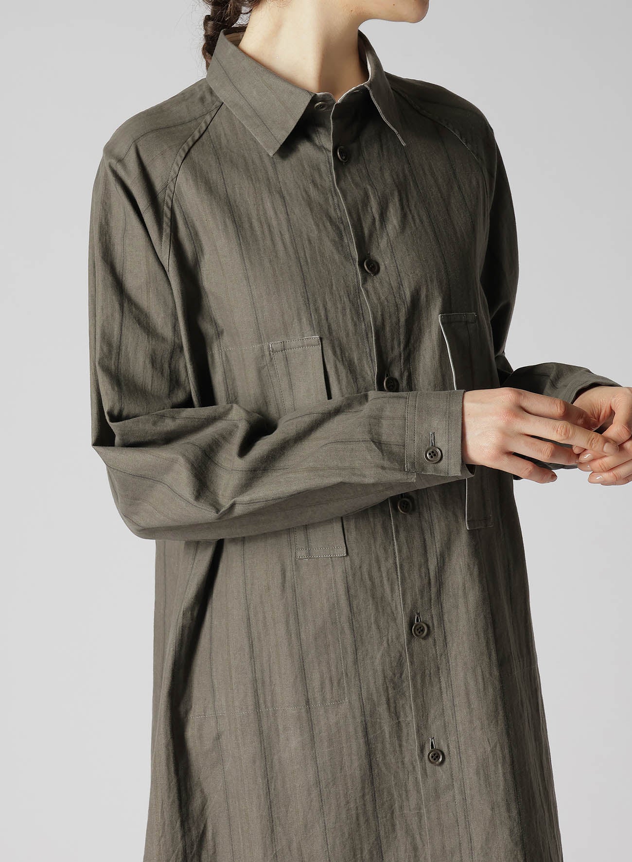 Stylish Cotton Stripe Ink Dyed Chest Pocket Dress for Women - Perfect for Casual Outings, Office Wear & Summer Fashion