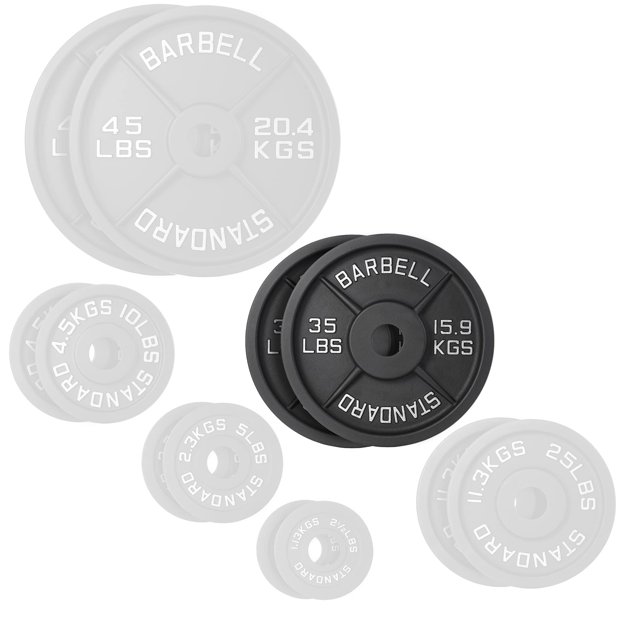 Olympic 2-Inch Cast Iron Weight Plates (Set of 2) - Perfect for Home Gym Strength Training & CrossFit Workouts