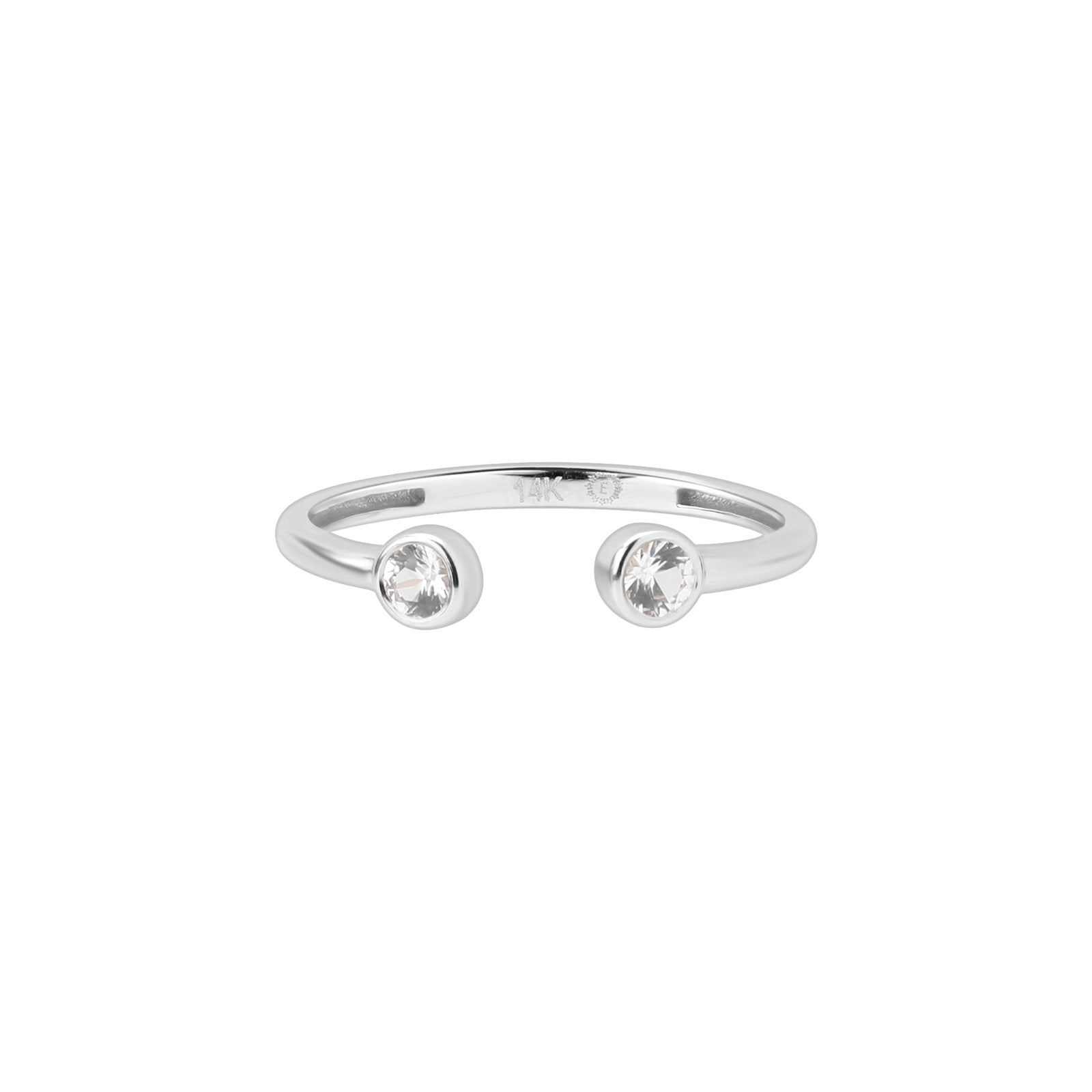 14k Rose Gold Double Sapphire Open Cuff Ring - Elegant Stackable Dainty Jewelry for Women - Perfect for Weddings, Anniversaries & Everyday Wear