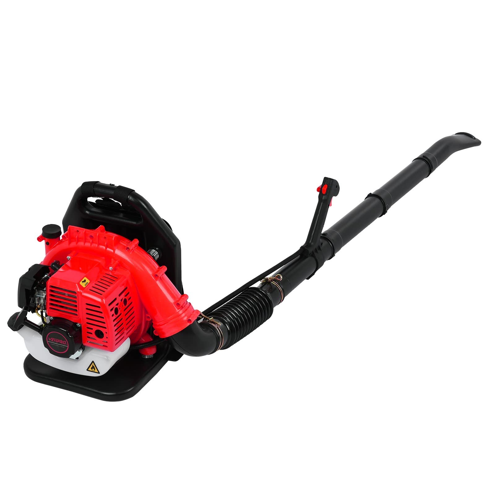 Meticpr 63CC 2-Cycle Gas Powered Backpack Leaf Blower - 650CFM 210MPH Commercial Grade for Lawn, Garden, Driveway - Blows Leaves, Snow, Debris & Dust (Red) - Ideal for Landscaping, Yard Cleanup & Winter Snow Removal