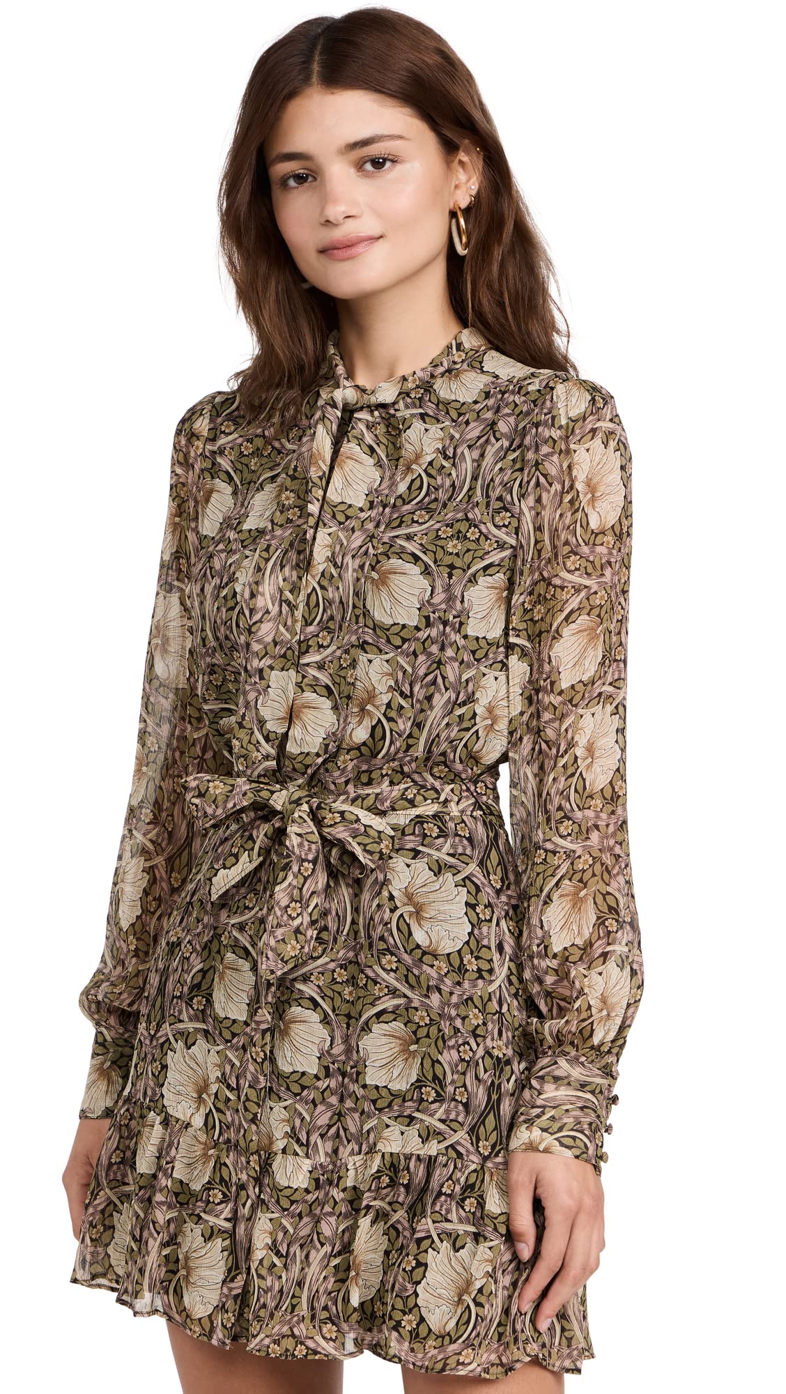 PAIGE Women's Vittoria Dress - Flowy Midi Dress with V-Neck & Ruffle Sleeves | Perfect for Summer, Weddings & Casual Outings