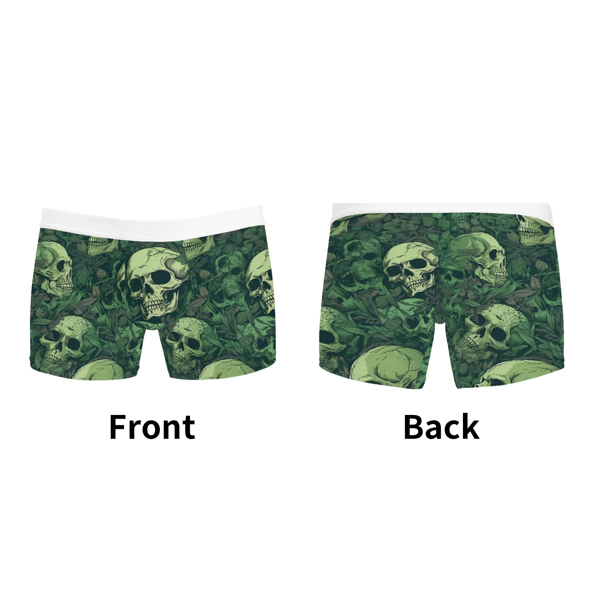 Green Skulls Boxer Briefs for Men - Comfortable Cotton Underwear with Unique Skull Print - Perfect for Casual Wear, Gym & Everyday Use