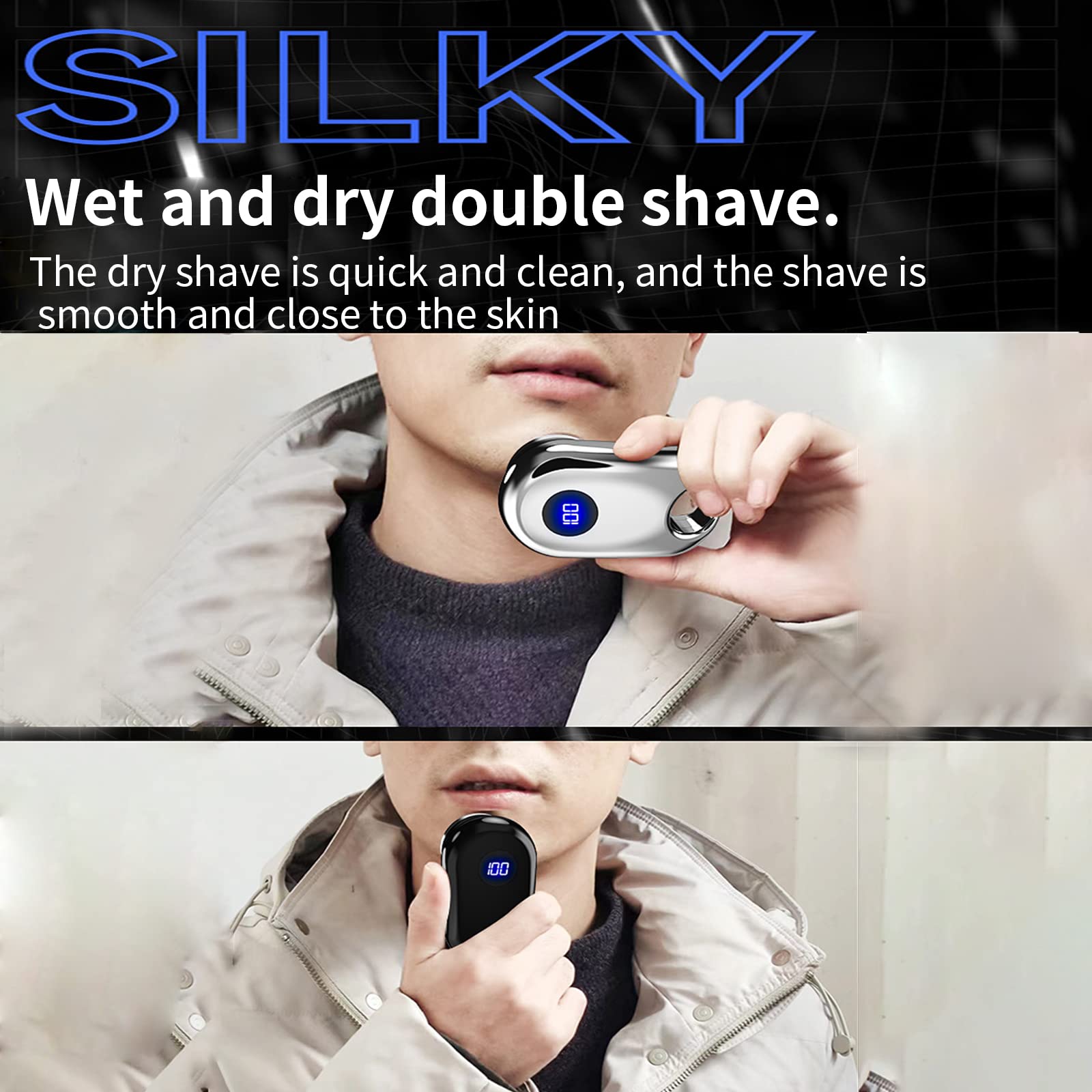 Mini Portable Electric Shaver for Men - Travel Size Rotary Shaver with Fast Charging & One-Button Operation - Perfect Gift for Dad & Boyfriend - Ideal for Office, Car & Business Trips (Blue)