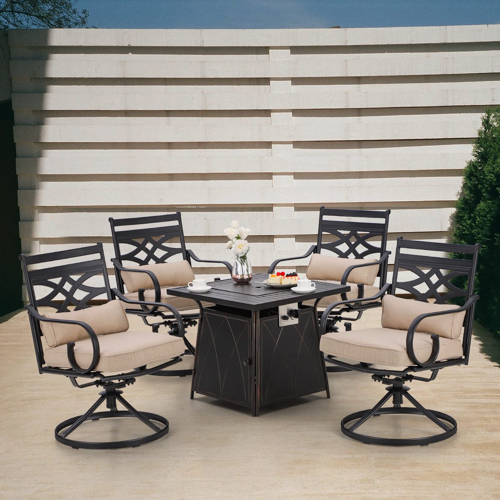PHI VILLA 4-Piece Outdoor Patio Dining Set with 28