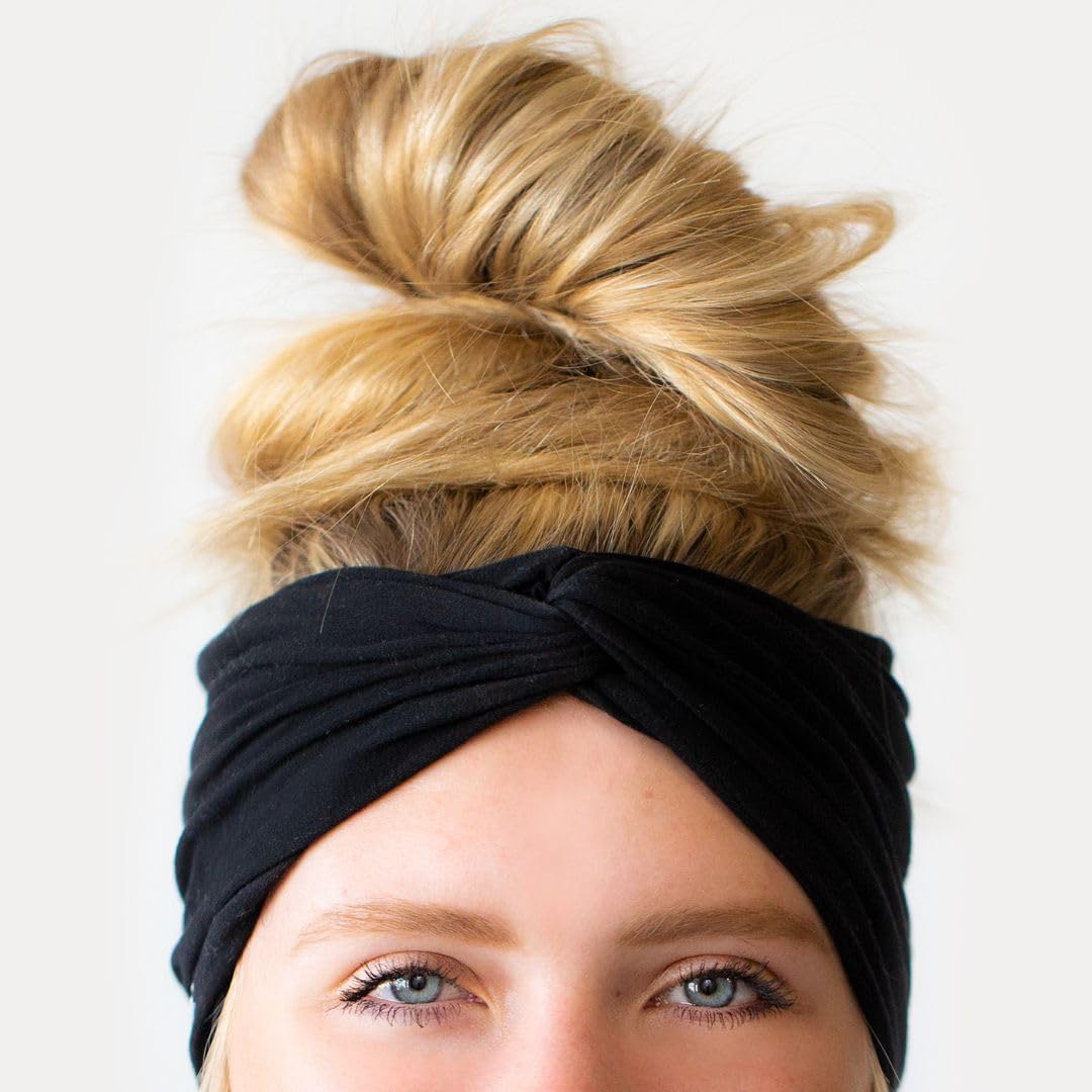 Stylish & Comfortable Women's Stretchy Bamboo Headband for Yoga, Running & Sports - Non-Slip Thick Fabric Twist Knot Hairband | Perfect for Workouts, Gym Sessions & Outdoor Activities
