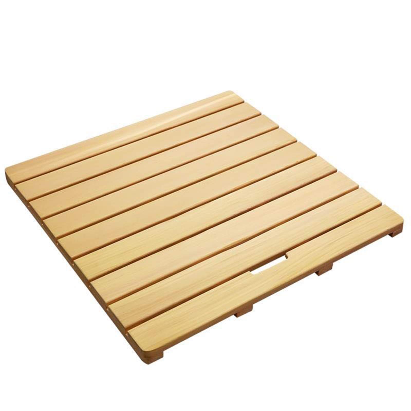XXIOJUN Bamboo Shower Mat - Non-Slip Wooden Bath Mat with Slatted Design, 80x95cm Natural Bathroom Floor Board - Perfect for Spa, Shower & Bathtub Safety Accessories