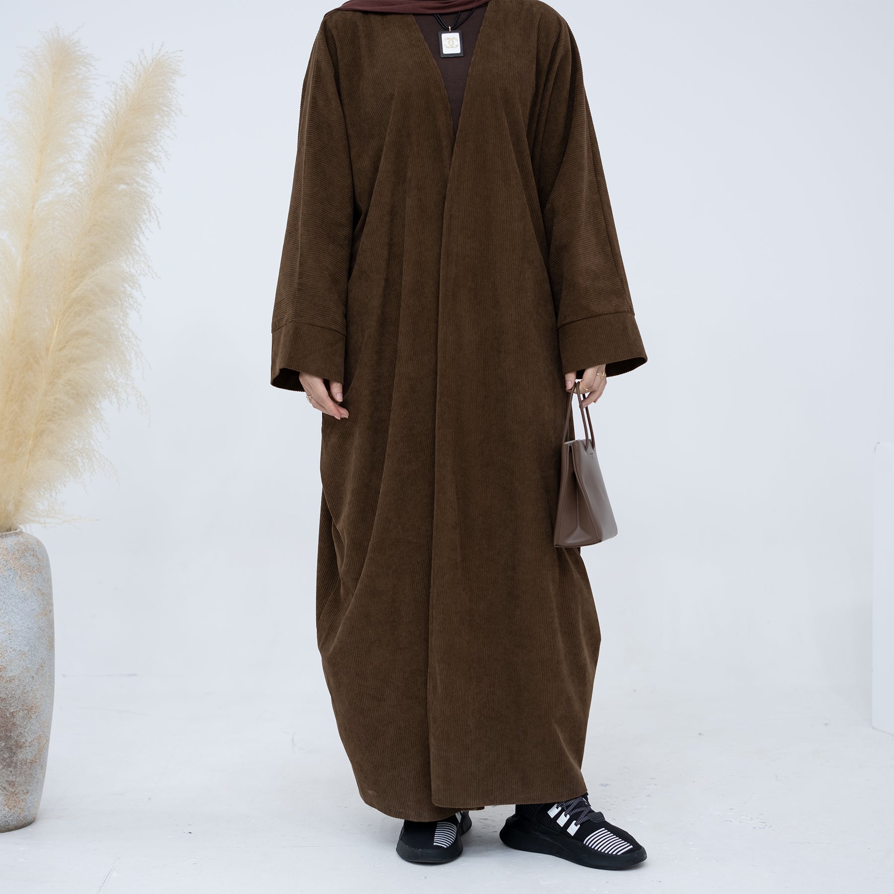Melissa Corduroy Autumn Duster Coat in Chocolate Brown | Women's Longline Cardigan Jacket for Fall & Winter | Perfect for Office Wear, Casual Outfits and Layering