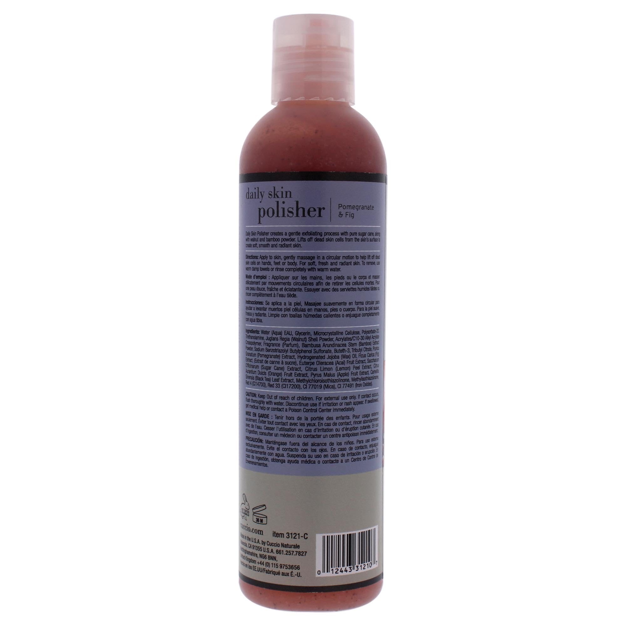 Cuccio Naturale Daily Skin Body Polisher - Gentle Exfoliating Scrub for Soft, Radiant Skin with Pomegranate & Fig (8 oz) - Removes Dead Skin Cells, Soothes & Hydrates - Perfect for Shower, Spa & Self-Care Routine