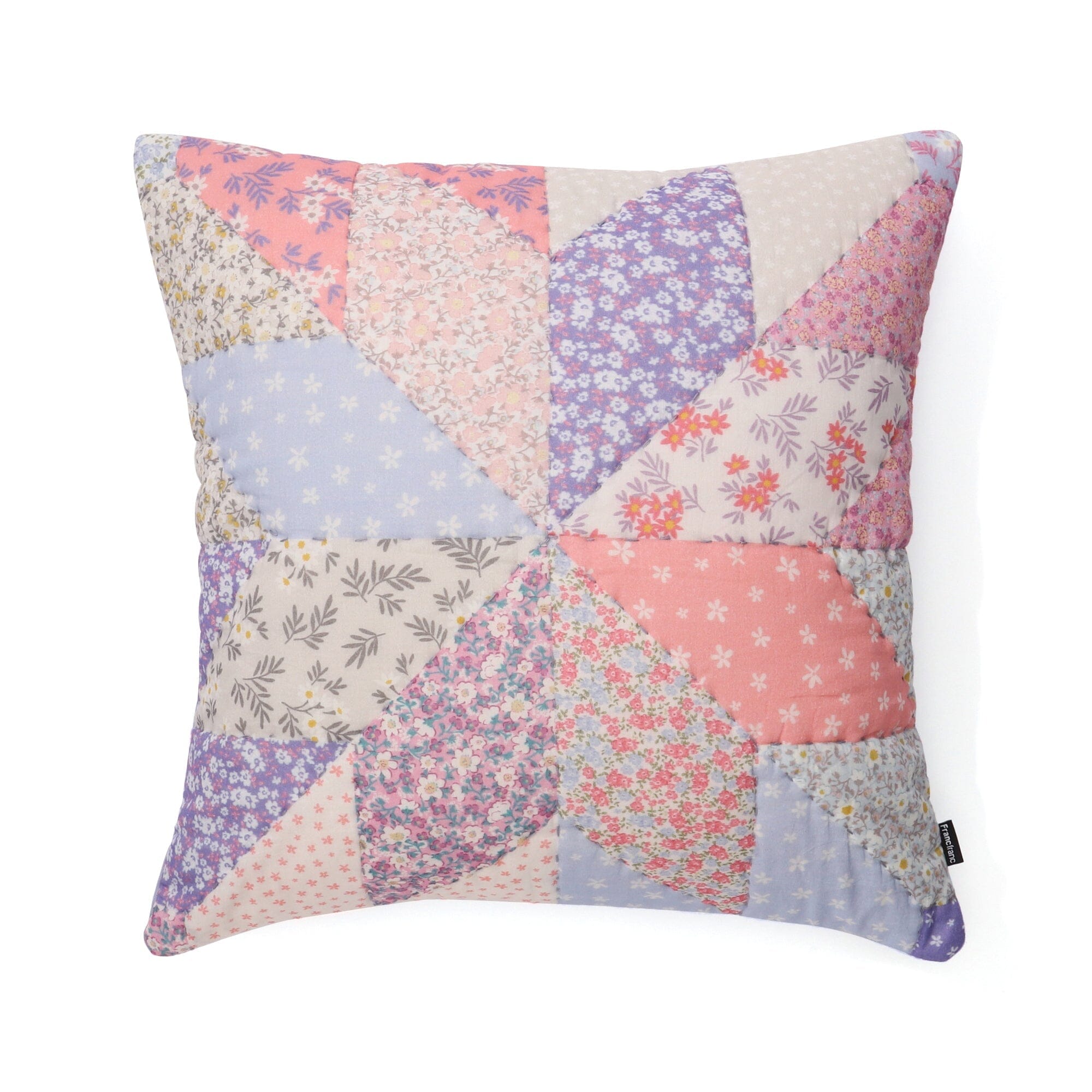 Floral Patchwork Cushion Cover 18x18 Inches - Bohemian Style Decorative Pillow Case for Living Room, Bedroom, Sofa - Multi-Color Square Home Decor