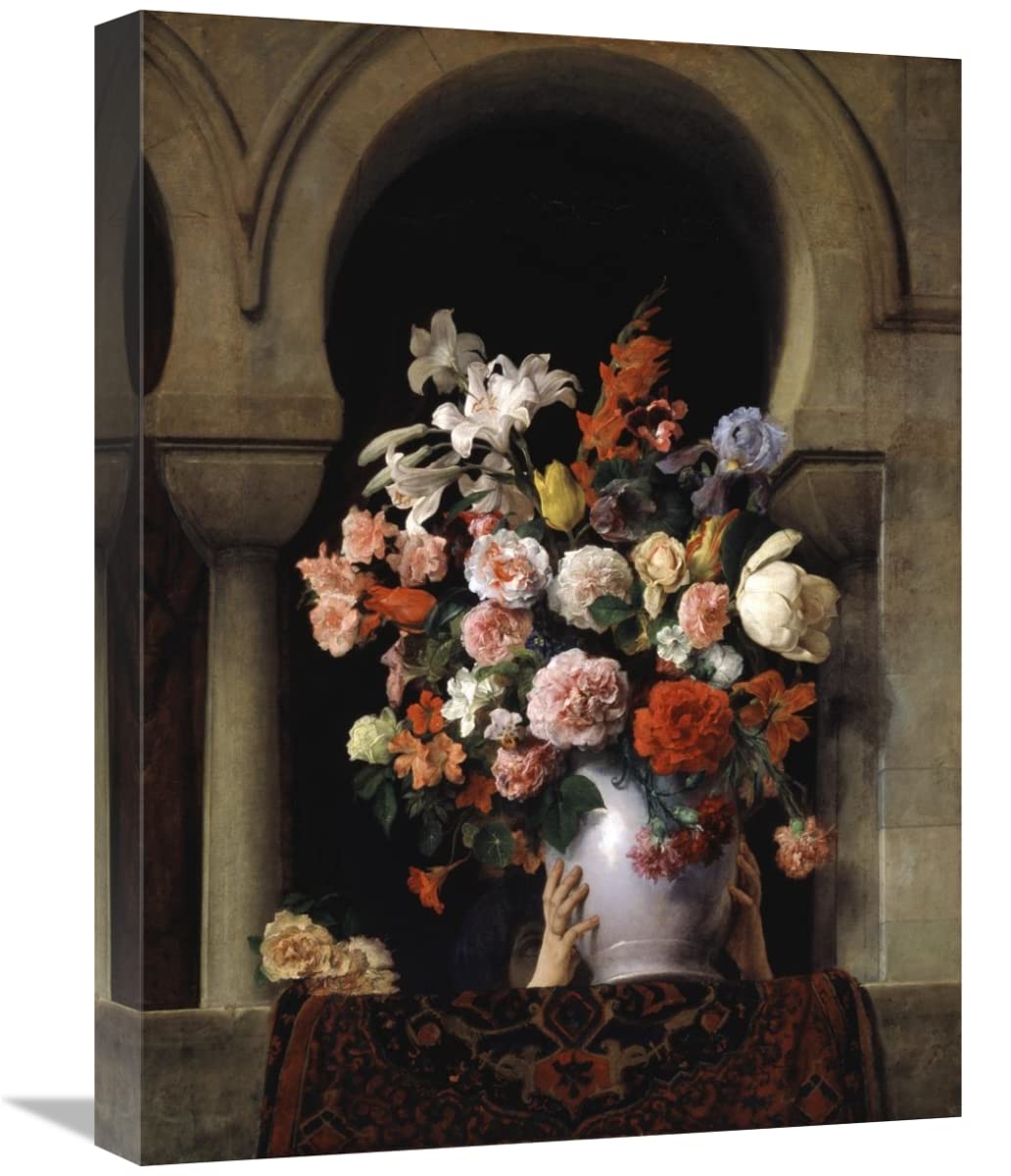 22 Inch Vase of Flowers in The Window Art Print by Francesco Hayez - Classic Italian Oil Painting Reproduction for Home Decor, Office Wall Art & Gift