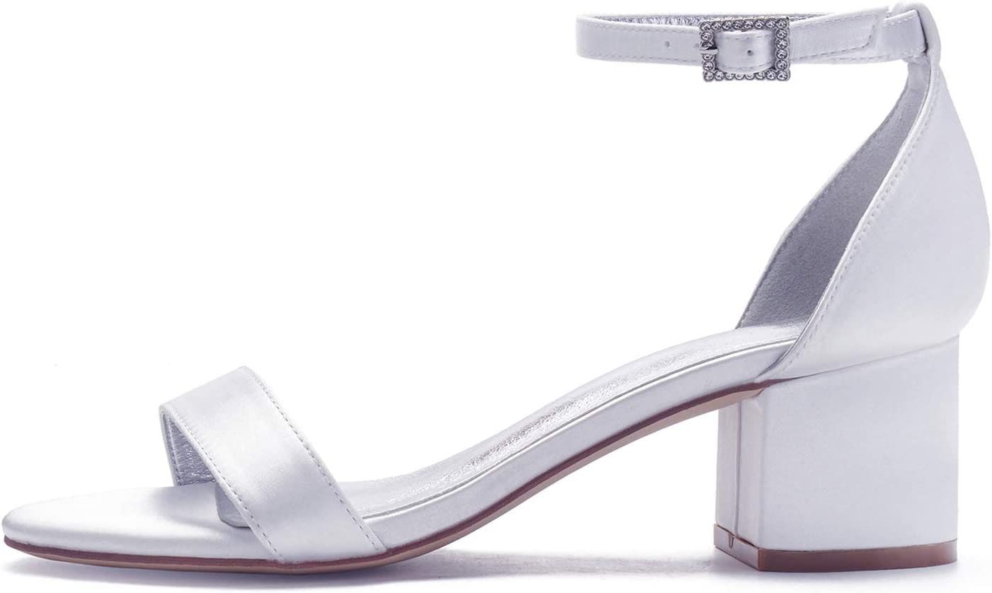 Elegant Women's Strappy Mid Heel Sandals - 5.5cm Comfortable Satin Bridal Shoes for Wedding, Prom & Party | Perfect for Bridal Showers, Evening Events & Special Occasions