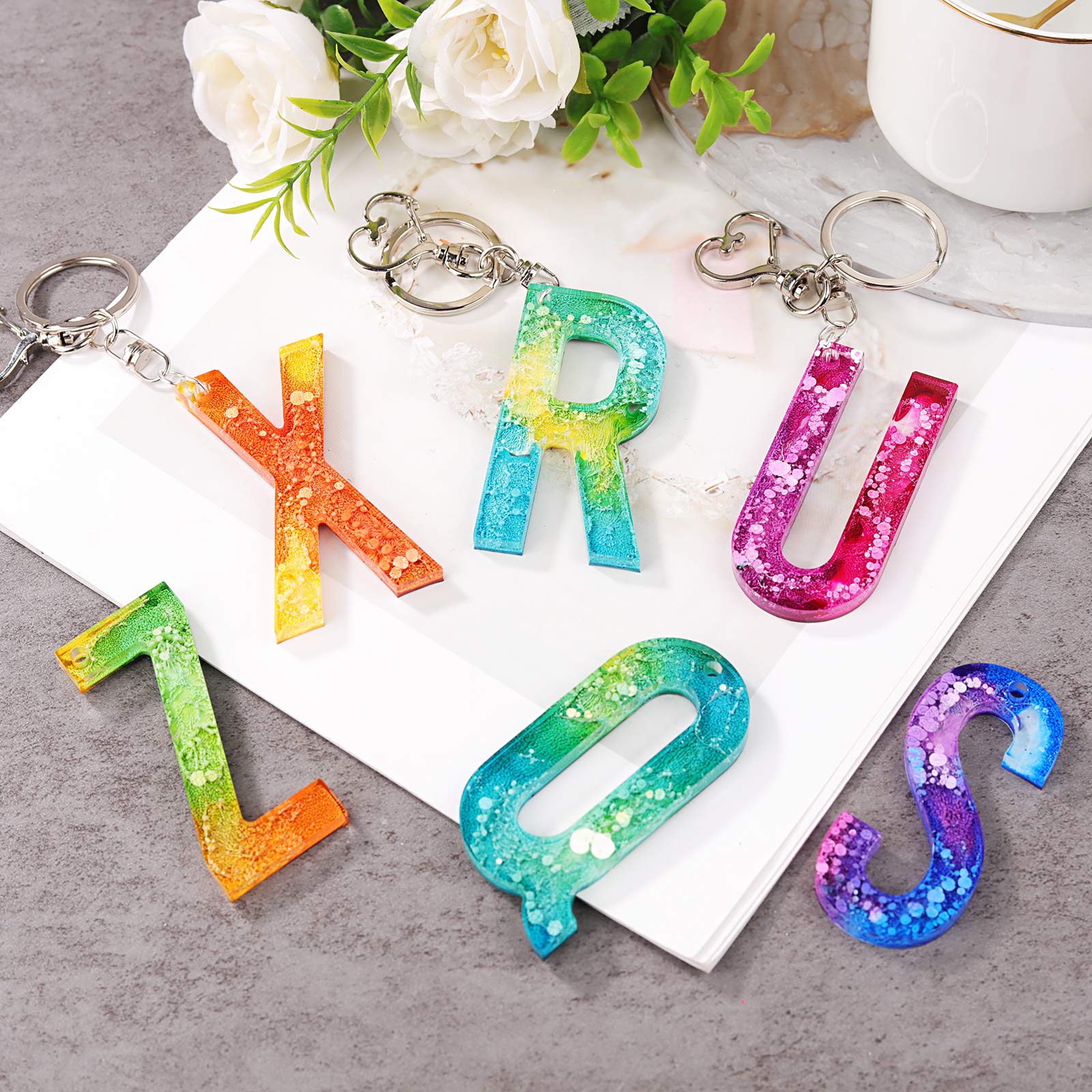 LET'S RESIN Alphabet Keychain Molds with Hole - Large Silicone Letter Molds for Epoxy Resin Jewelry Making, DIY Keychain & Pendant Crafting - Perfect for Personalized Gifts, Home Decor, and Handmade Accessories