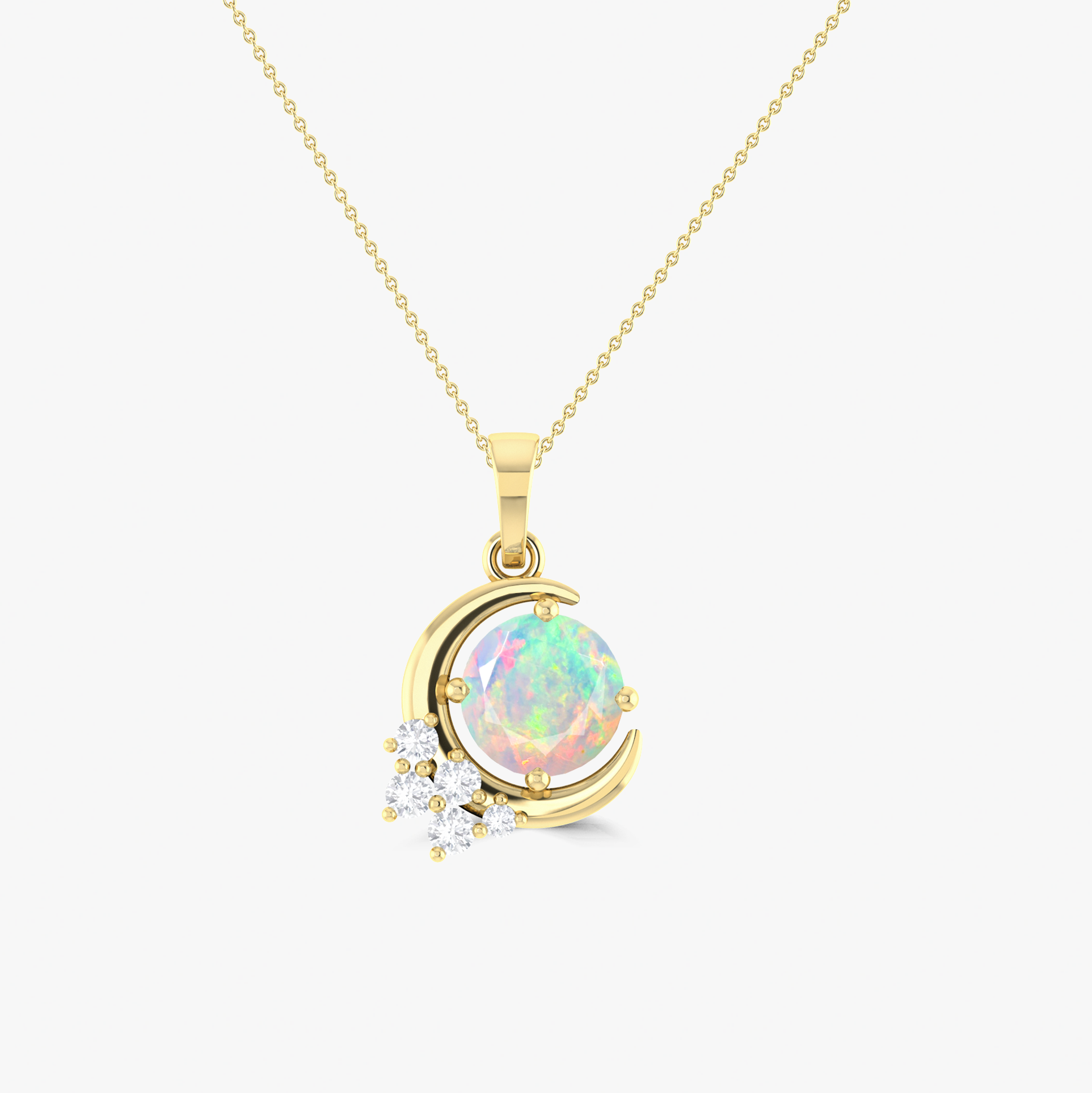 Natural White Opal Moon Charm Pendant Necklace - Elegant Boho Jewelry for Women | Perfect for Everyday Wear, Gift Giving & Spiritual Healing