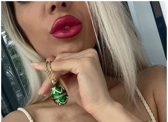 Handmade 24K Gold Emerald Green Faberge Egg Pendant Necklace & Bracelet Set - 1.5
