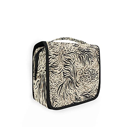 Susiyo Hanging Toiletry Bag - Waterproof Zebra Leopard Print Travel Cosmetic Organizer for Women | Perfect for Makeup, Toiletries & Travel Accessories | Great for Vacation, Gym & Daily Use