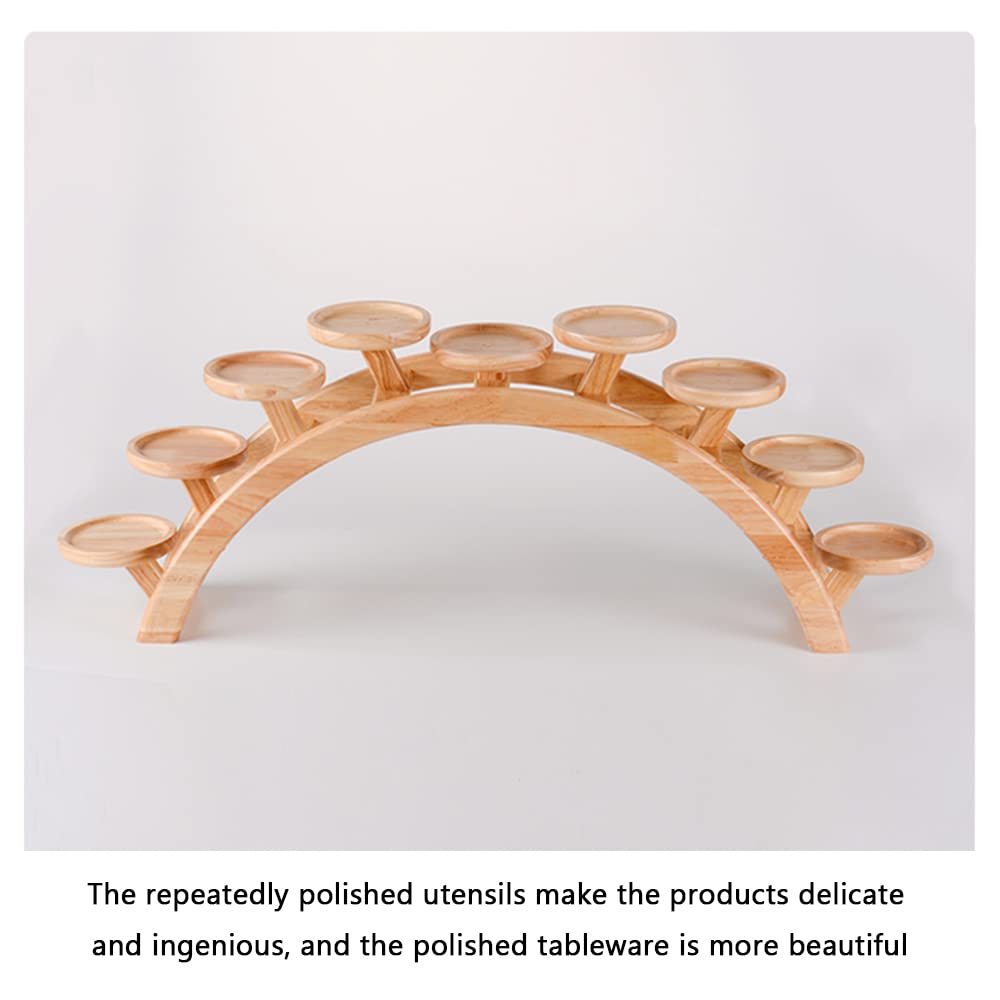 Japanese Style Stepped Sushi Plate - Wooden Arch Bridge Sushi Serving Tray for Small Portions, Appetizers & Snacks | Perfect for Home Dining, Party Food Display & Japanese Restaurant Serving