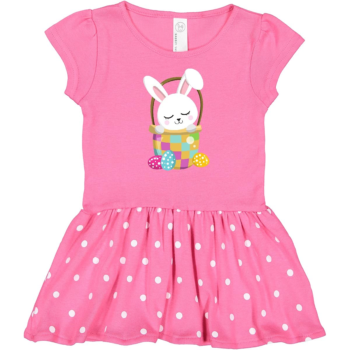 Inktastic Easter Bunny Infant Dress - Cute White Bunny & Eggs for Easter Outfits