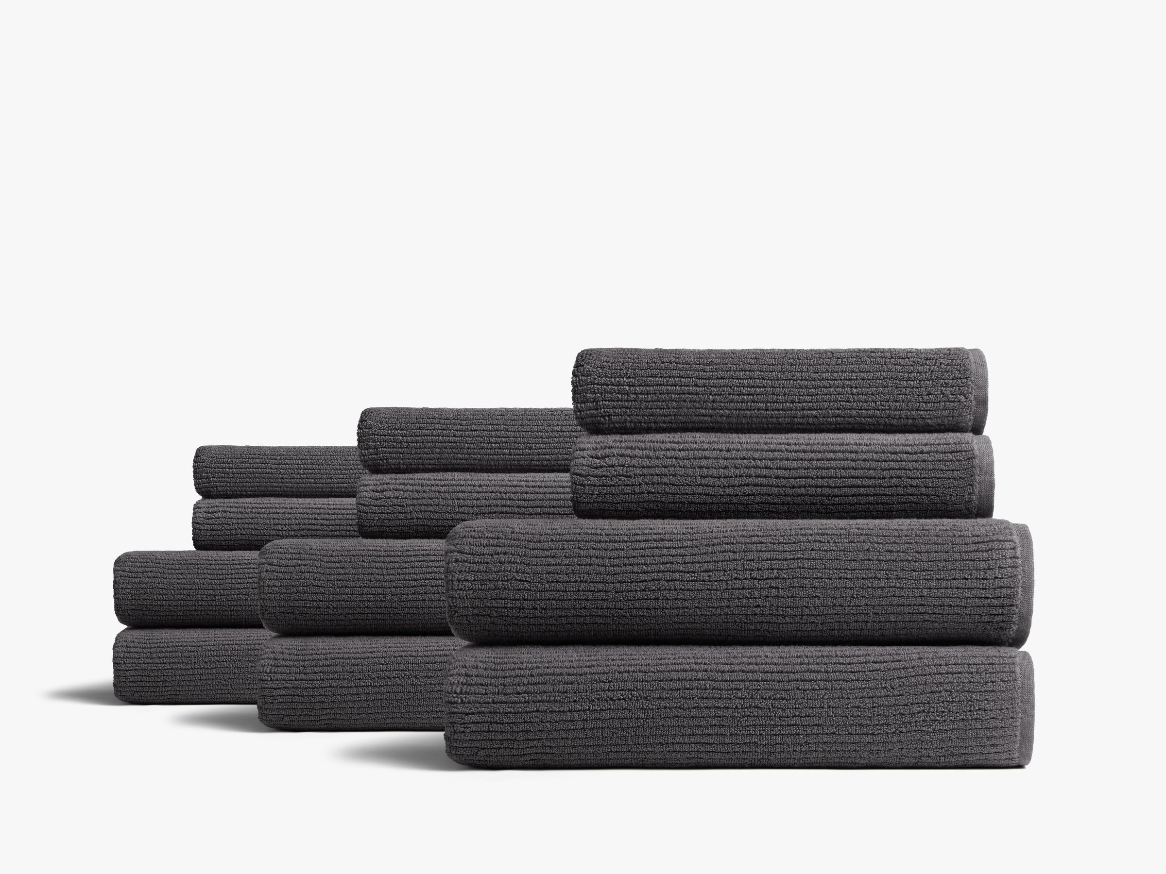 6+6 Soft Rib Bath Bundle - Dark Grey Luxury Bath Towels Set for Spa & Home Use