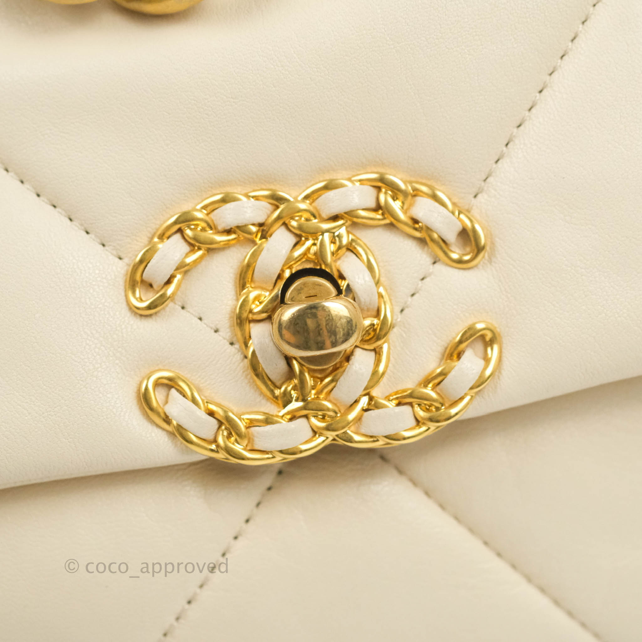 Chanel 19 Small Handbag Light Beige Lambskin Leather Mixed Gold & Silver Hardware 20C Collection - Perfect for Everyday Use & Luxury Fashion Accessories
