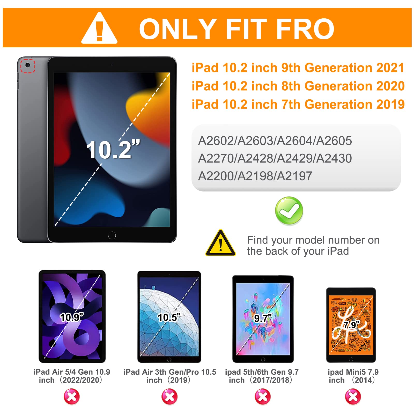BRAECN Rugged Kids Friendly iPad Case for 9th/8th/7th Generation 10.2