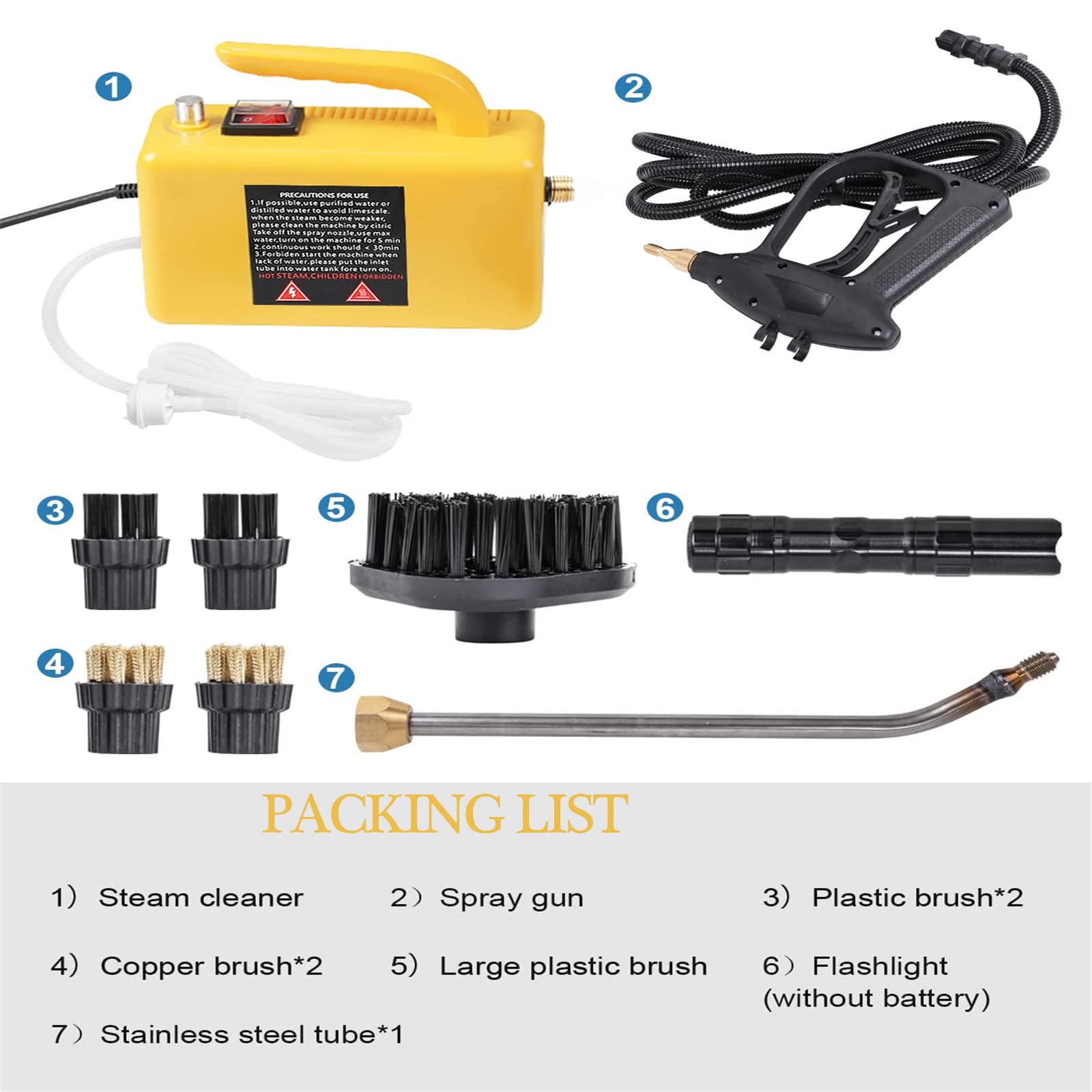 Portable Handheld Steam Cleaner - 110V High Temperature Multi-Purpose Cleaner for Furniture, Car, Kitchen & Toilet | Ideal for Home, Office & Vehicle Cleaning | Yellow