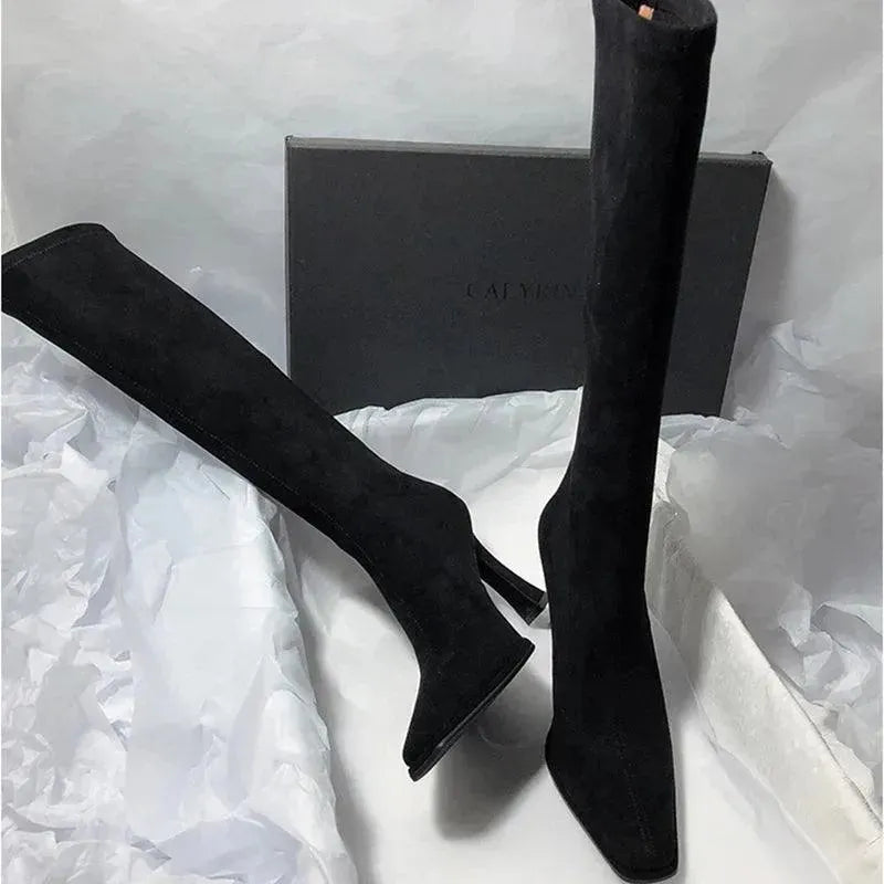 Pointy Toe Thin High Heel Knee High Boots for Women - Elegant Stiletto Dress Boots for Party, Office & Night Out
