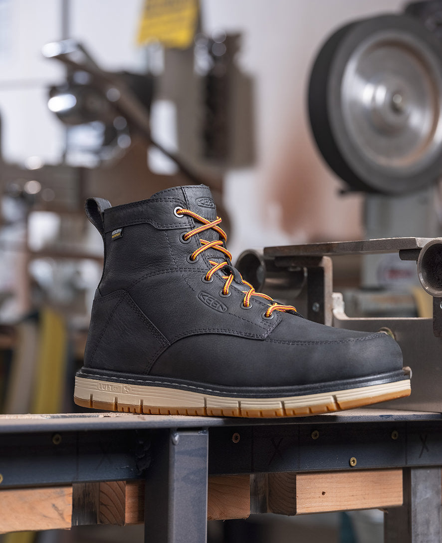 Men's San Jose 6 Waterproof Work Boots with Aluminum Safety Toe - Black/Gum Color for Construction, Hiking & Outdoor Activities