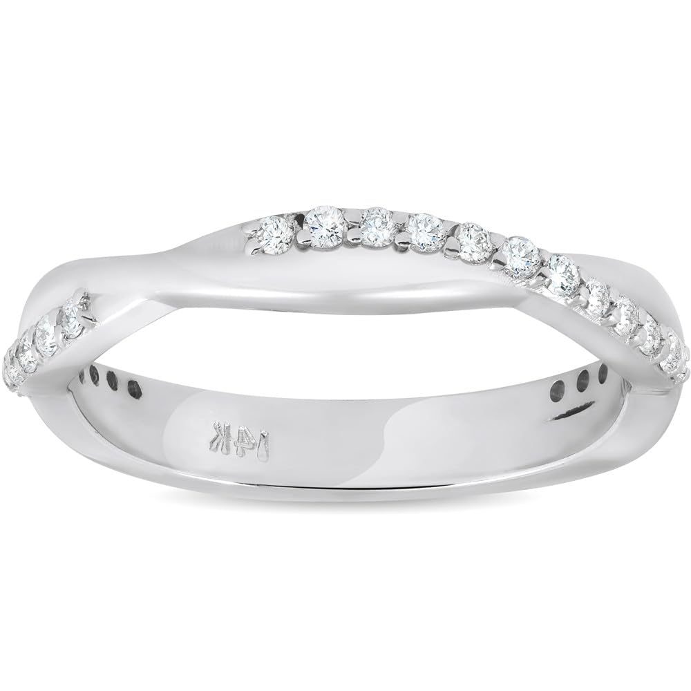1/4 Carat Diamond Twisted Vine Women's Wedding Ring - 14K White Gold Engagement Band for Brides, Anniversaries & Special Occasions