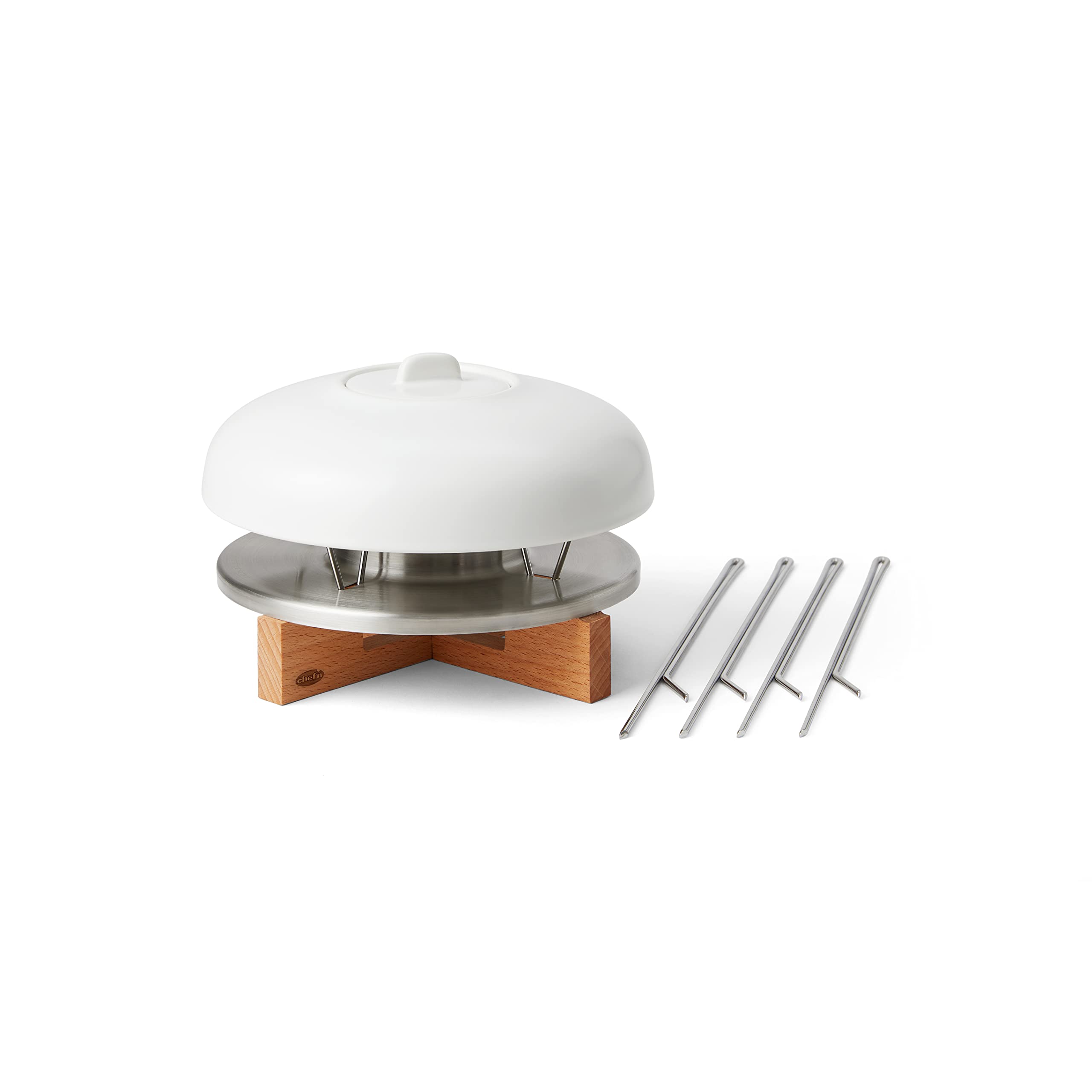 Chef’n Sweet Spot Tabletop S'mores Maker - Indoor & Outdoor Electric Marshmallow Roaster for Camping, Parties & Family Gatherings - White & Wood Design