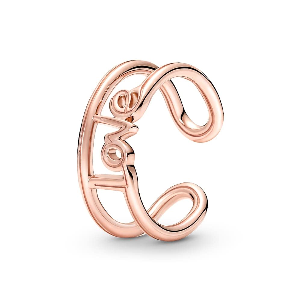 Pandora ME Love Open Stackable Ring for Women - 14k Rose Gold Plated Adjustable Size 7 - Perfect for Layering, Gifts & Everyday Wear