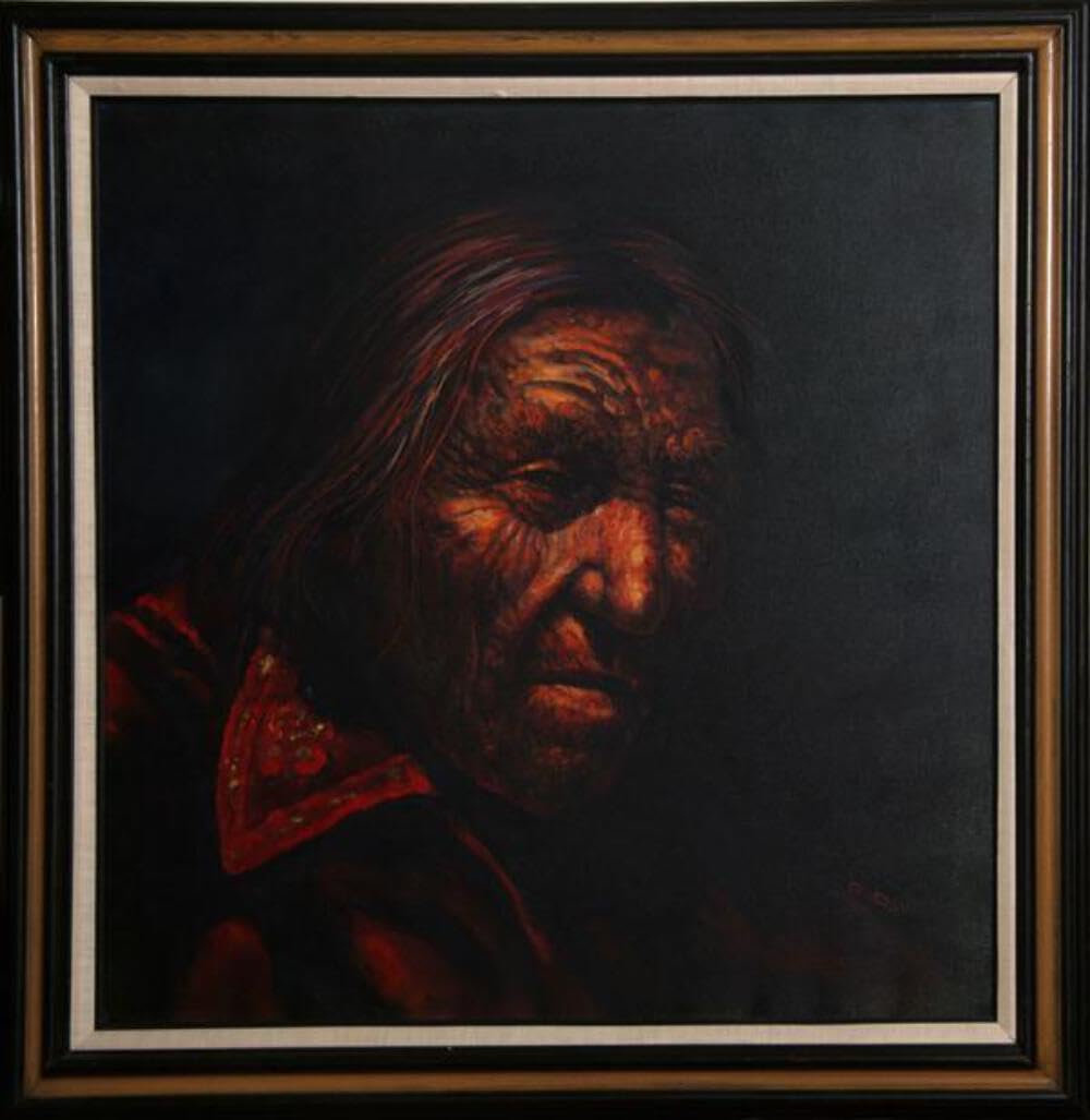 Authentic Native American Man Portrait - Handmade Wall Art for Home & Office Decor | Perfect for Living Room, Bedroom, or Cultural Displays