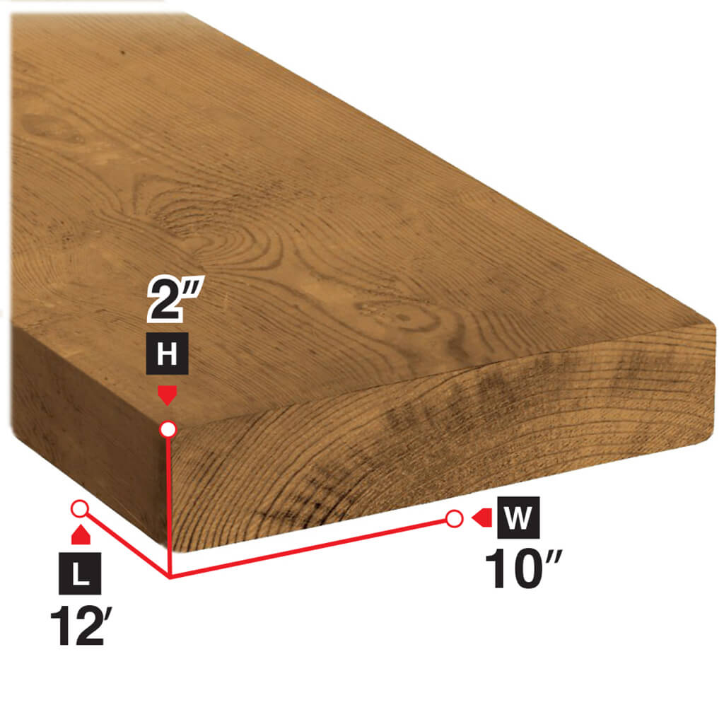 2x10x12 Pressure Treated Lumber - Brown Treated Wood for Outdoor Decks, Fencing & Landscaping Projects - Weather Resistant & Durable Construction Lumber